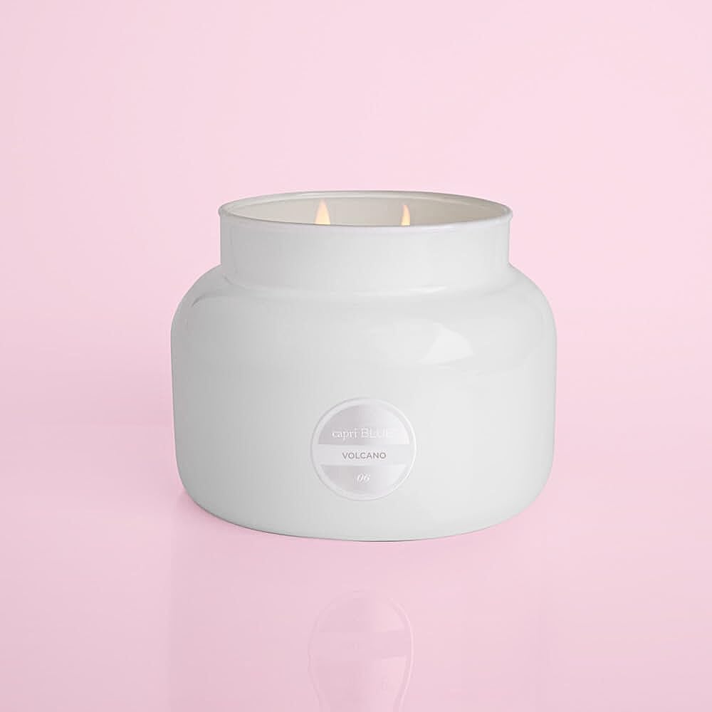 Capri Blue Volcano Scented Candles - Luxury Glass Jar Candles for Home Scented with Tropical Fruit & Sugared Citrus - Soy Wax Blend - Capri Blue Volcano - Jumbo White Color (48 oz)