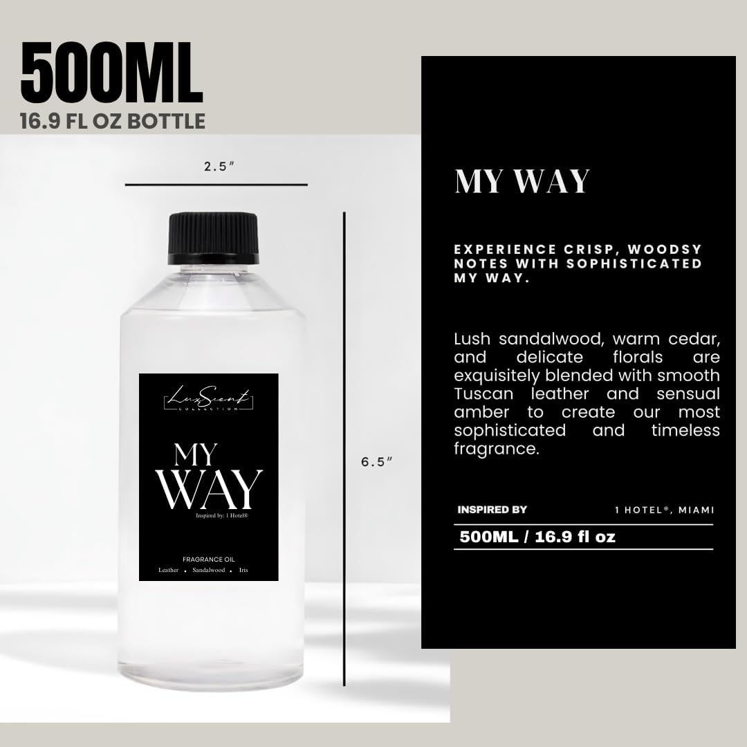 My Way Aroma Diffuser Oil 500ML - Waterless Essential Oil for diffusers - Luxury Hotel Fragrance - Oils for Aromatherapy - Fits in Any Diffuser (500ML, My Way)