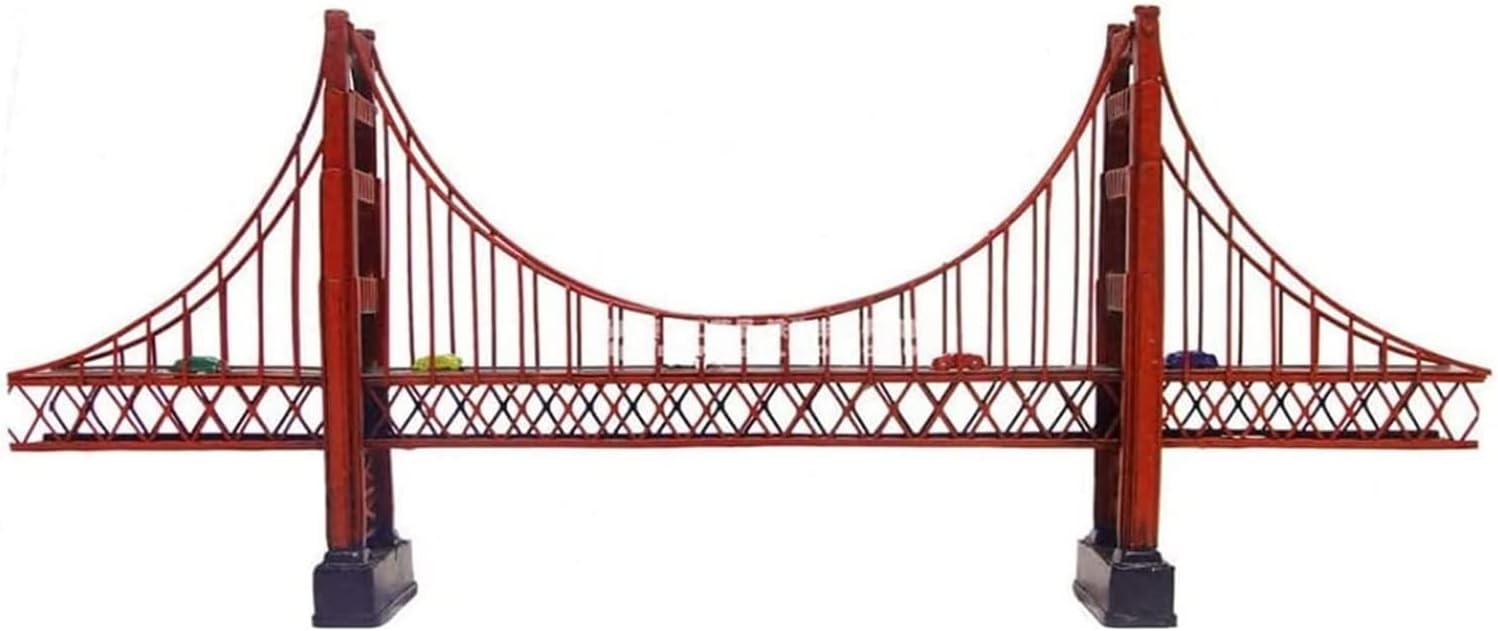 Sculpture Tabletop Decor Retro Metal Building Model Fashion Golden Gate Bridge 3D Metal Model Kit Sculpture, Souvenir Statues,Tabletop Decoration