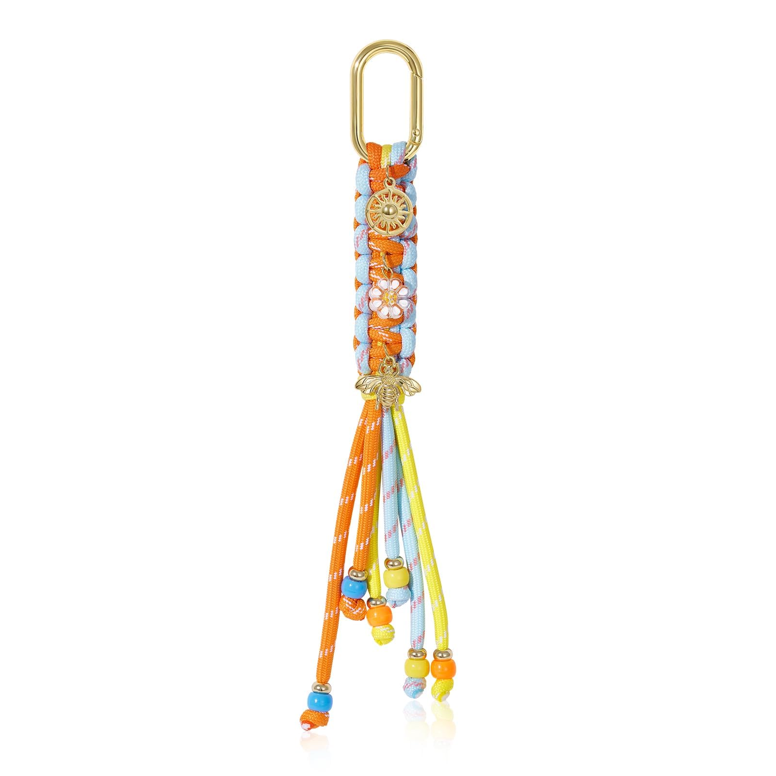 KissYan Bag Charms for Women, Colorful Rope Keychain Charm With Puffy Heart Ocean Pendant, Dainty Handbag Charms for Tote Bag