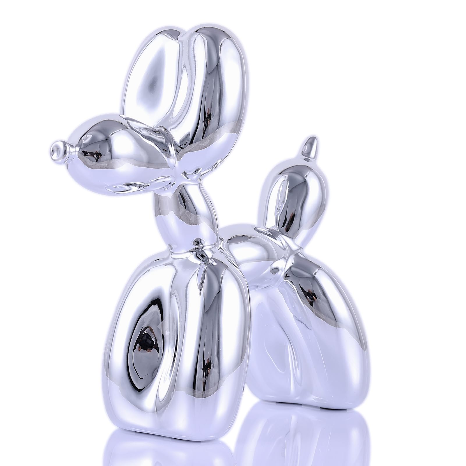 balloon dog sculpture modern home decor Collectible Figurines funky statues for bedroom trendy Animal living room decor Art resin decoration office standing deskdecor (11.8*11.8*4.7inch, pink)