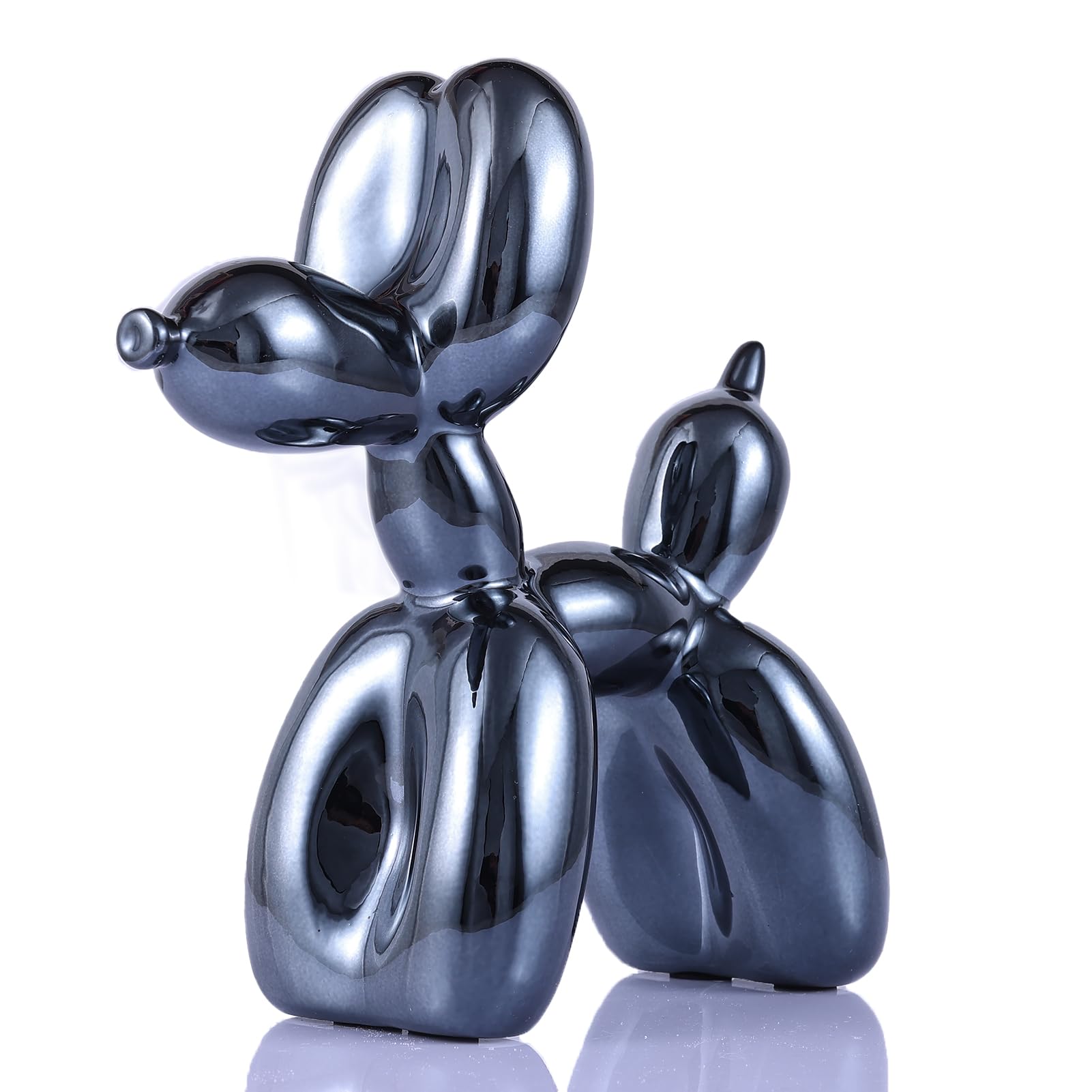 balloon dog sculpture modern home decor Collectible Figurines funky statues for bedroom trendy Animal living room decor Art resin decoration office standing deskdecor (11.8*11.8*4.7inch, pink)