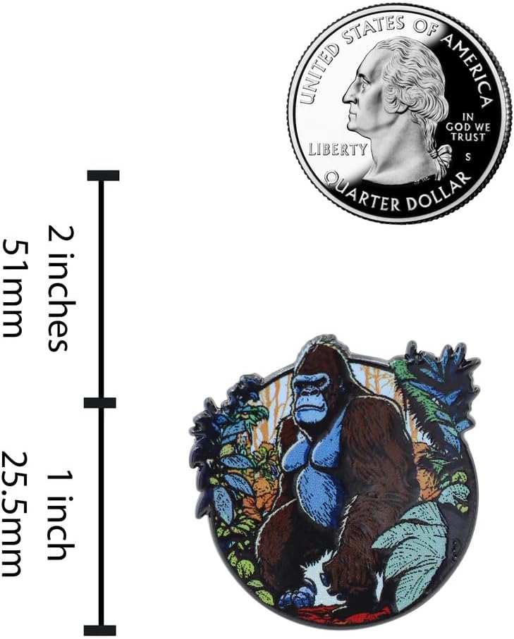 REAL SIC Gorilla Exotic Animal Pin - Premium Gold Plated and Zoo Souvenir Enamel Pin, Souvenir Brooch Lapel Pin for Casual Addition to Any Outfits Backpacks Jacket Hats, Ideal for Animal Lovers