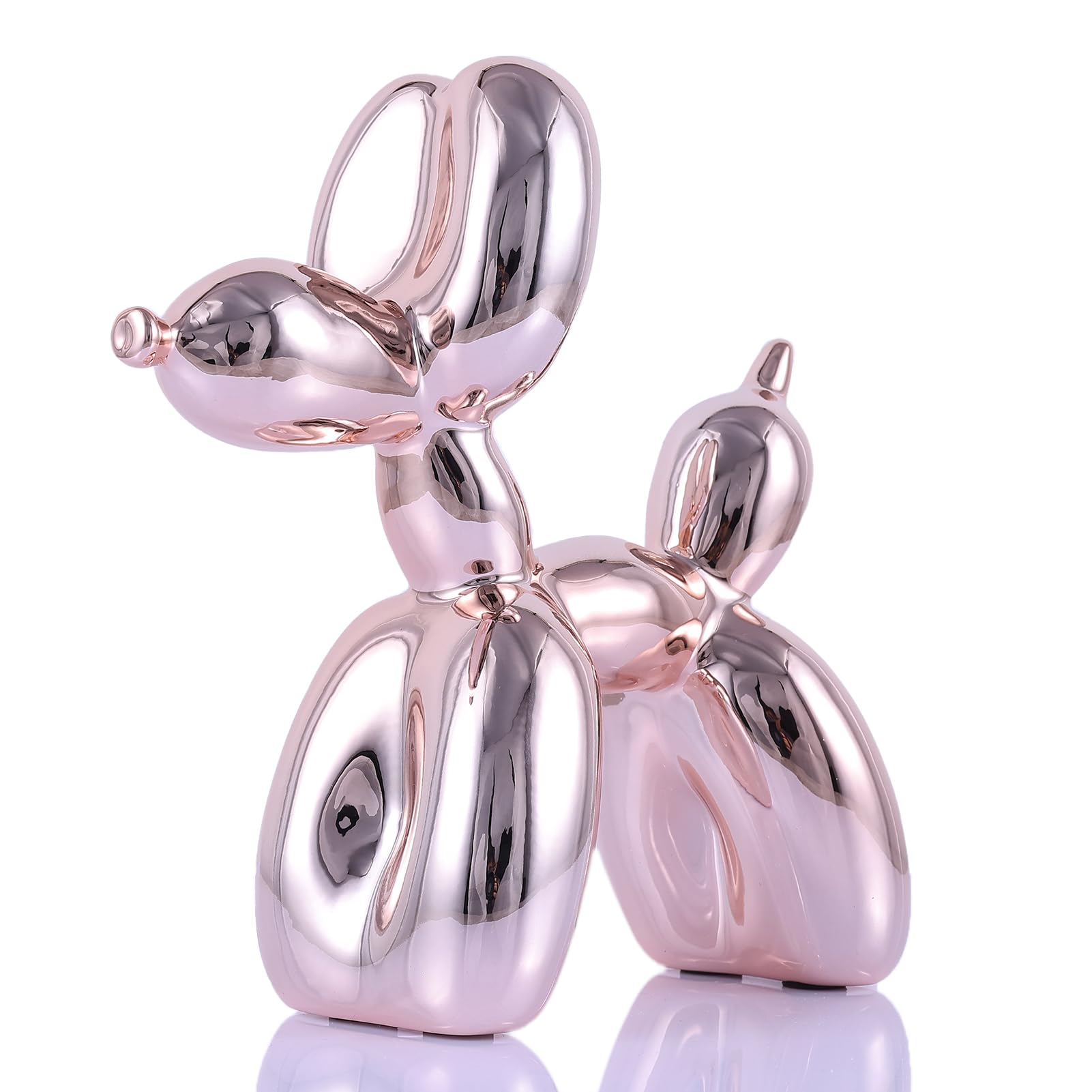 balloon dog sculpture modern home decor Collectible Figurines funky statues for bedroom trendy Animal living room decor Art resin decoration office standing deskdecor (11.8*11.8*4.7inch, pink)