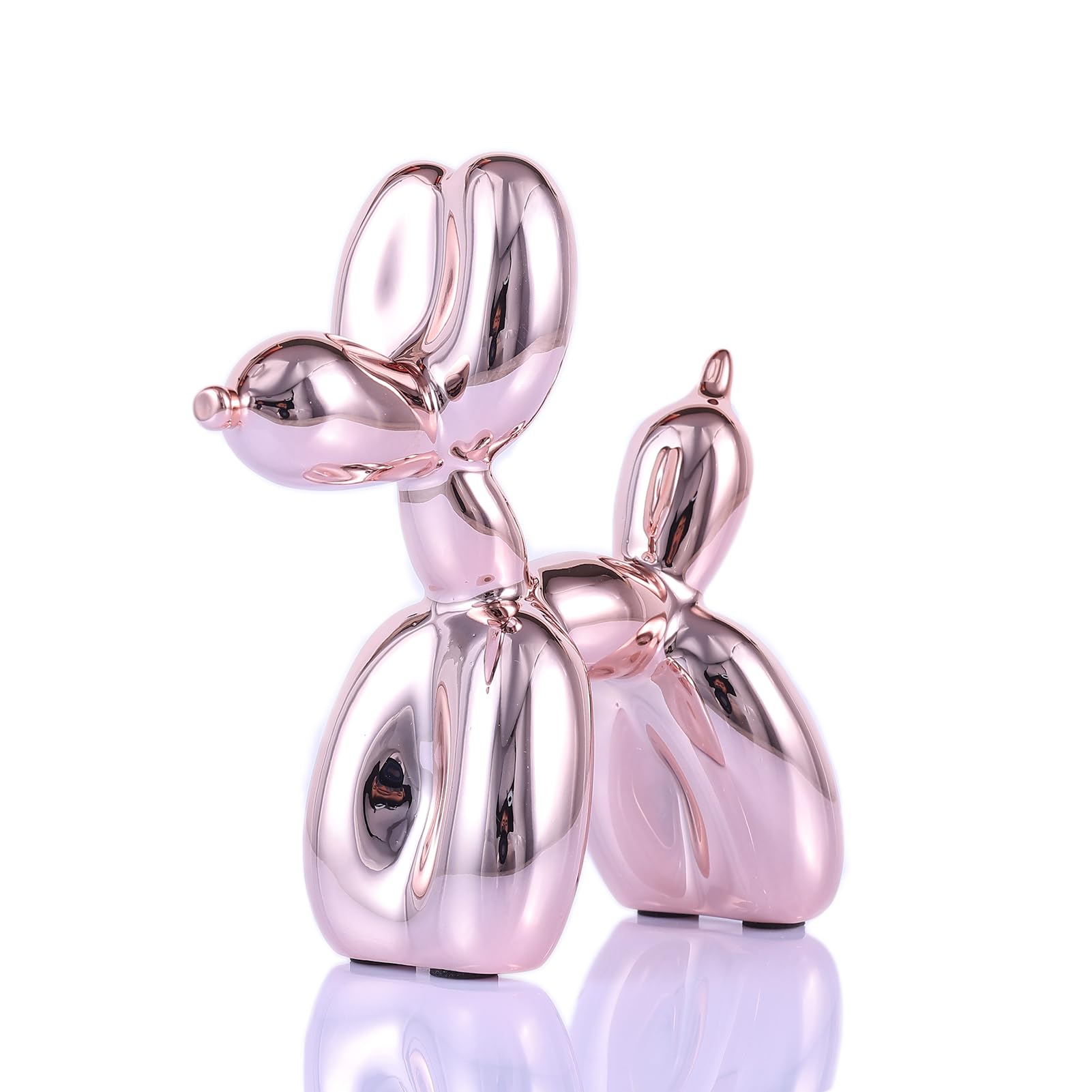 balloon dog sculpture modern home decor Collectible Figurines funky statues for bedroom trendy Animal living room decor Art resin decoration office standing deskdecor (11.8*11.8*4.7inch, pink)