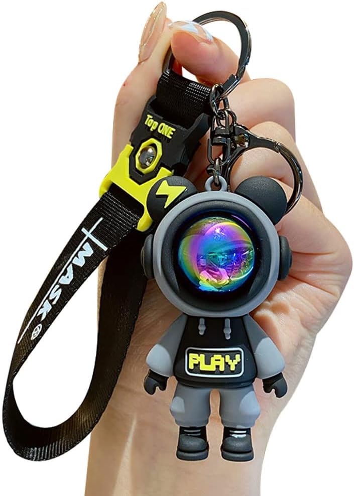 HSYHERE Men Women Cool Creative Universe Astronaut Pilot Standing Bear Key Chain Fashionable Bear Keychain Key-ring Pandent
