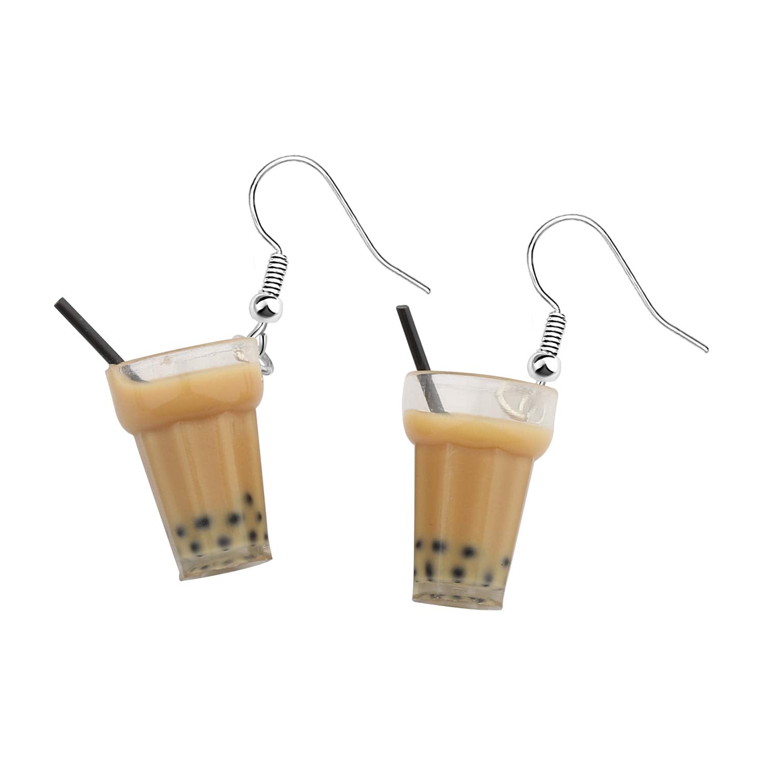 bobauna Boba Bubble Resin Pearl Milk Tea Dangle Earrings Funny Party Jewelry Gift For Women
