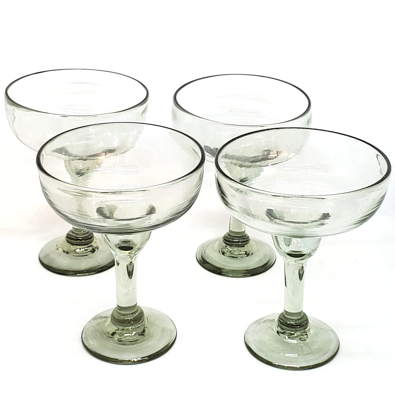 Clear 14 oz Drinking Glasses (set of 6), Hand Blown Mexican Glassware, Recycled Glass Drinking Glasses, Lead-Free, Cocktail Margarita Glasses, Wine Glasses, Shot Glasses, Whiskey Glasses (Drinking)