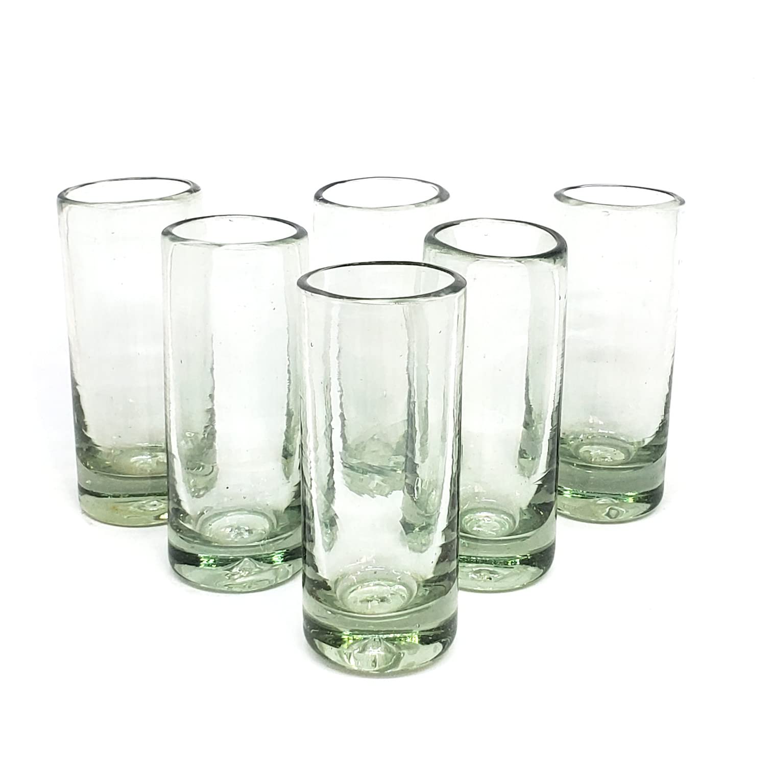 Clear 14 oz Drinking Glasses (set of 6), Hand Blown Mexican Glassware, Recycled Glass Drinking Glasses, Lead-Free, Cocktail Margarita Glasses, Wine Glasses, Shot Glasses, Whiskey Glasses (Drinking)