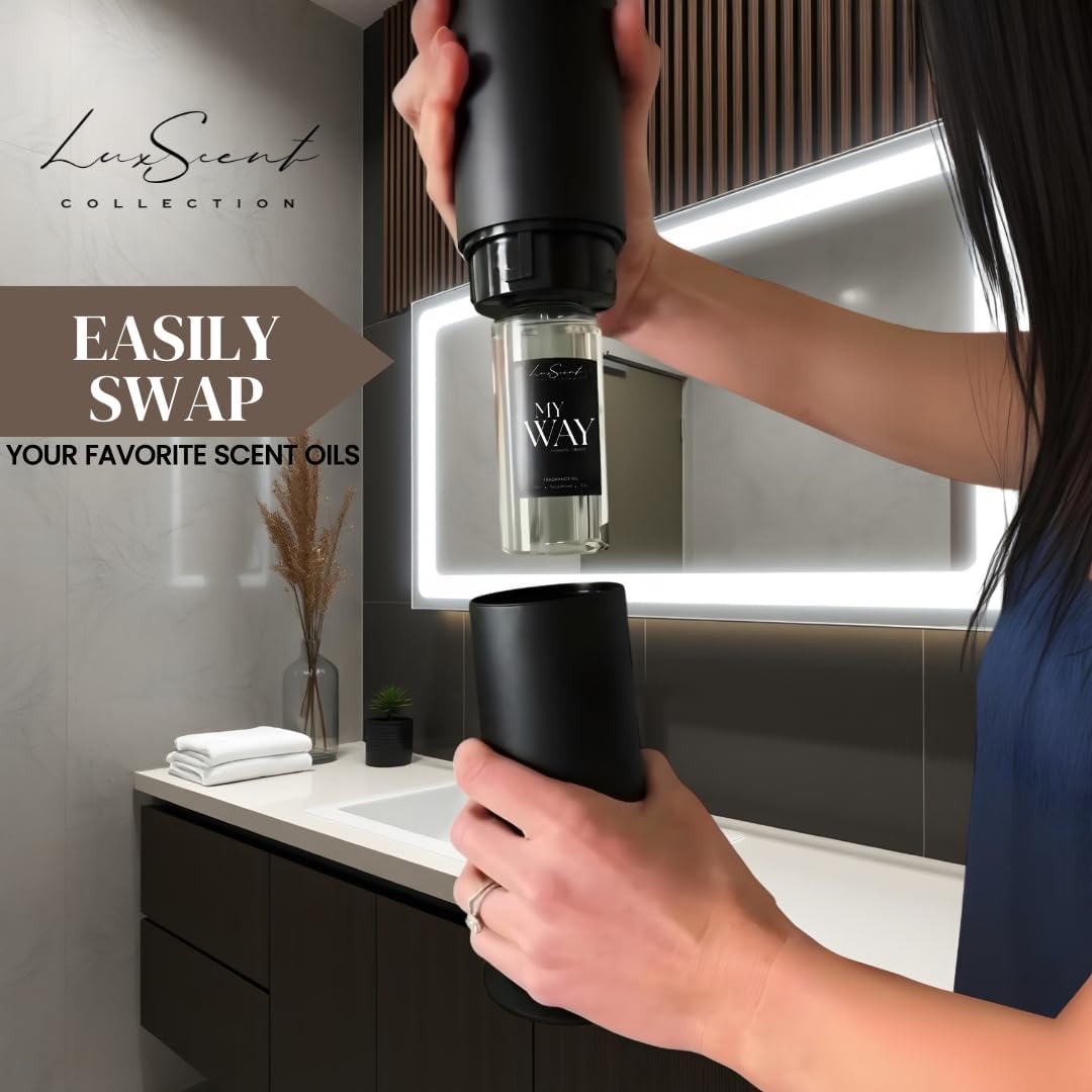 Aroma Scent Diffuser Starter Kit for Up to 1000SQ. FT. Coverage - 120ML Waterless Essential Oil Scent Included - Luxury Aroma Diffuser Ideal for Home, Office & Hotel (Black, Dream On)