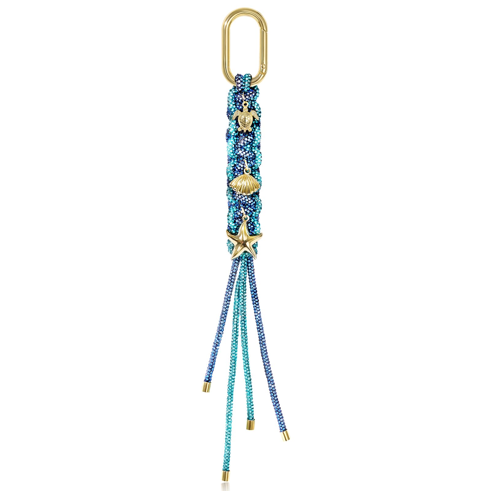 KissYan Bag Charms for Women, Colorful Rope Keychain Charm With Puffy Heart Ocean Pendant, Dainty Handbag Charms for Tote Bag