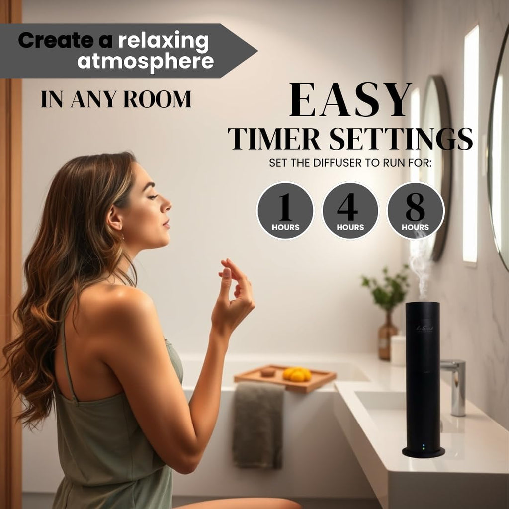 Aroma Scent Diffuser Starter Kit for Up to 1000SQ. FT. Coverage - 120ML Waterless Essential Oil Scent Included - Luxury Aroma Diffuser Ideal for Home, Office & Hotel (Black, Dream On)