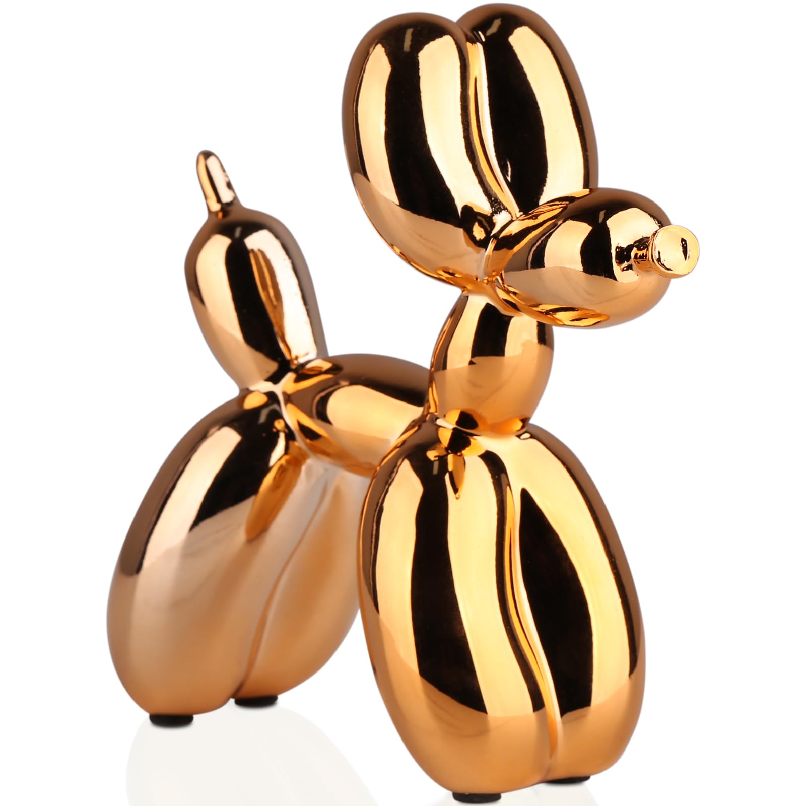 balloon dog sculpture modern home decor Collectible Figurines funky statues for bedroom trendy Animal living room decor Art resin decoration office standing deskdecor (11.8*11.8*4.7inch, pink)
