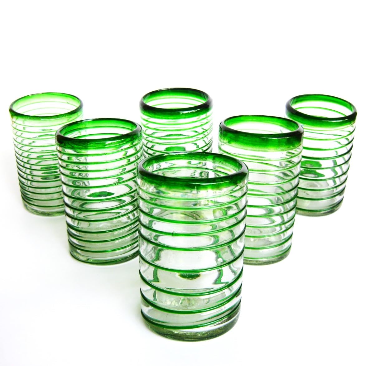 Ruby Red Spiral 14 oz Drinking Glasses (set of 6), Recycled Glass, Lead-free, Toxin-Free (Drinking)