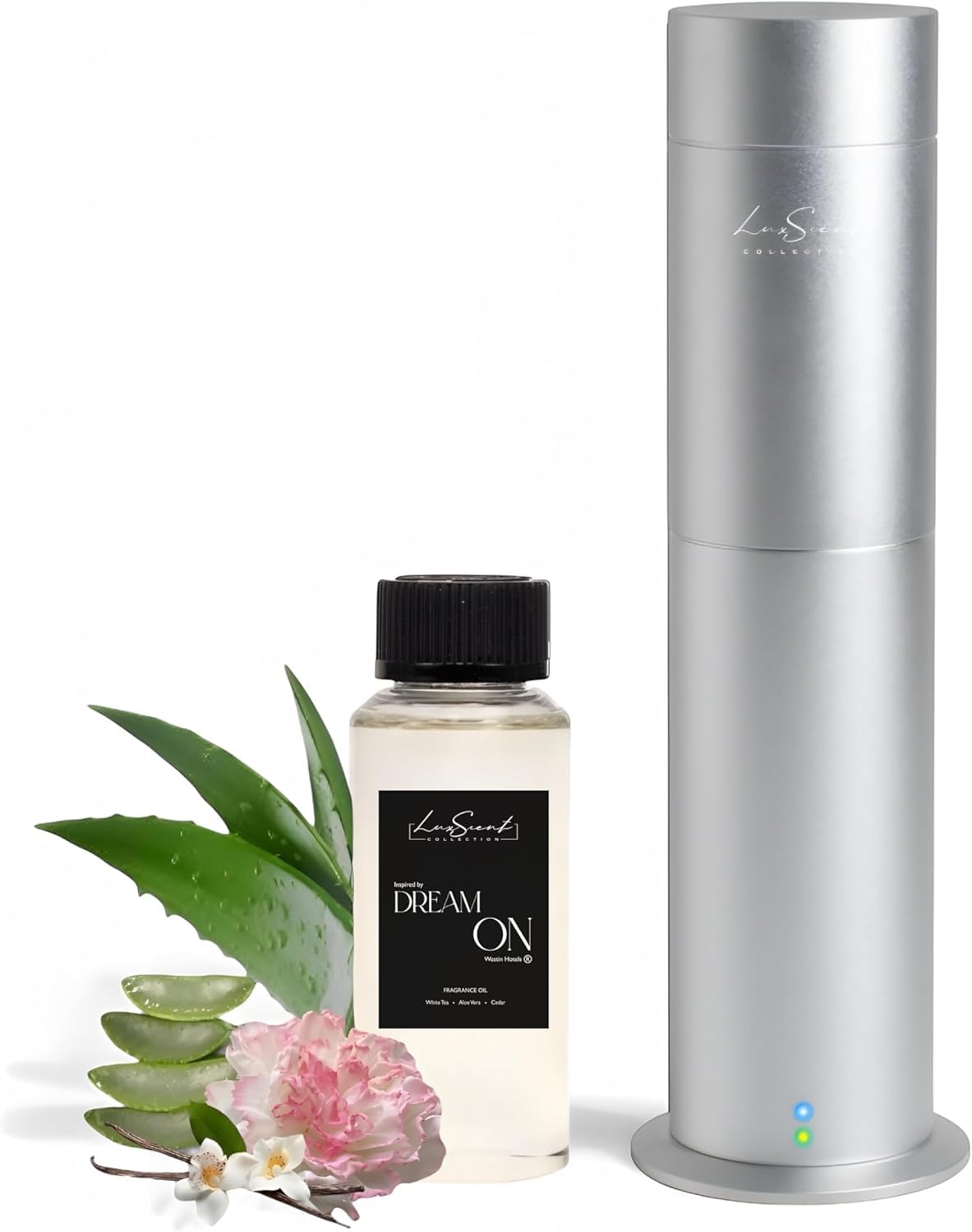 Aroma Scent Diffuser Starter Kit for Up to 1000SQ. FT. Coverage - 120ML Waterless Essential Oil Scent Included - Luxury Aroma Diffuser Ideal for Home, Office & Hotel (Black, Dream On)