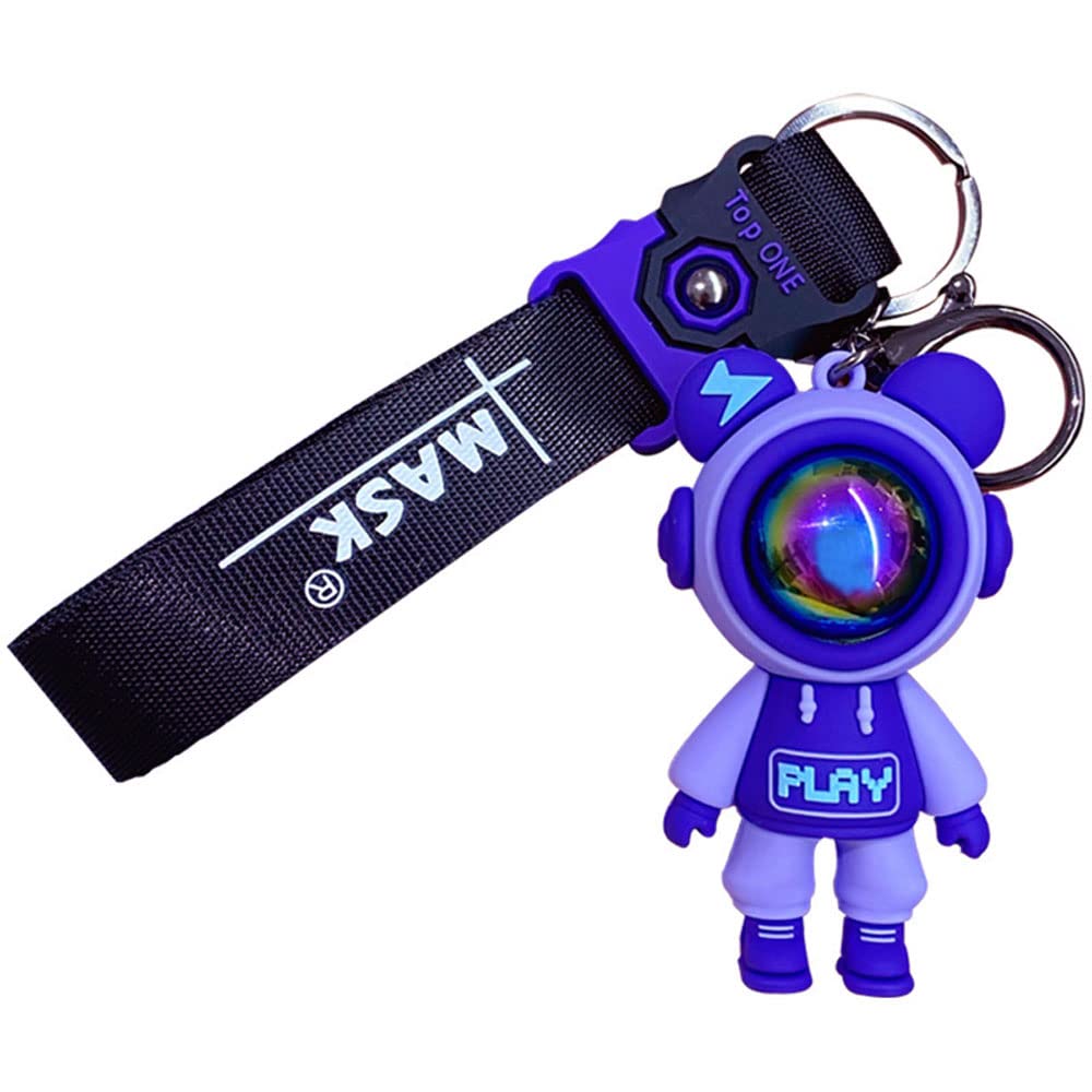 HSYHERE Men Women Cool Creative Universe Astronaut Pilot Standing Bear Key Chain Fashionable Bear Keychain Key-ring Pandent
