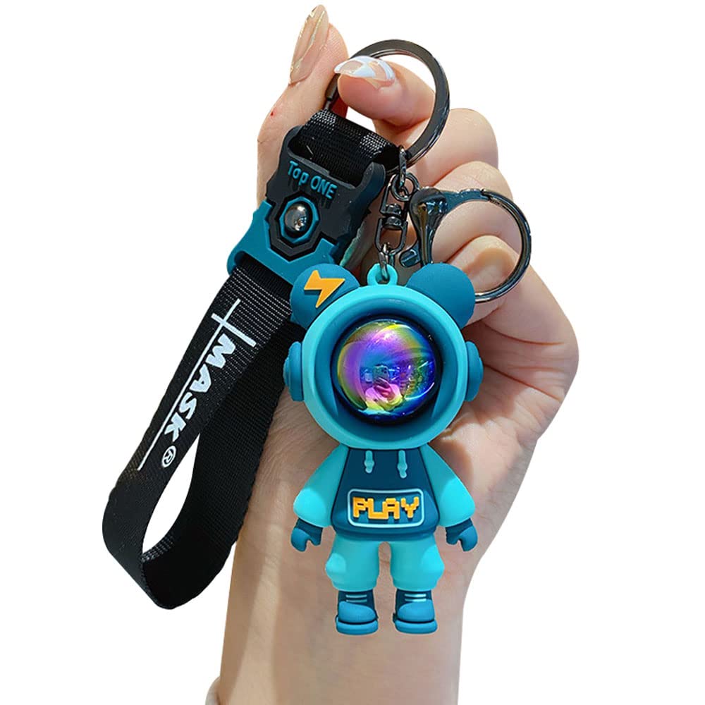 HSYHERE Men Women Cool Creative Universe Astronaut Pilot Standing Bear Key Chain Fashionable Bear Keychain Key-ring Pandent