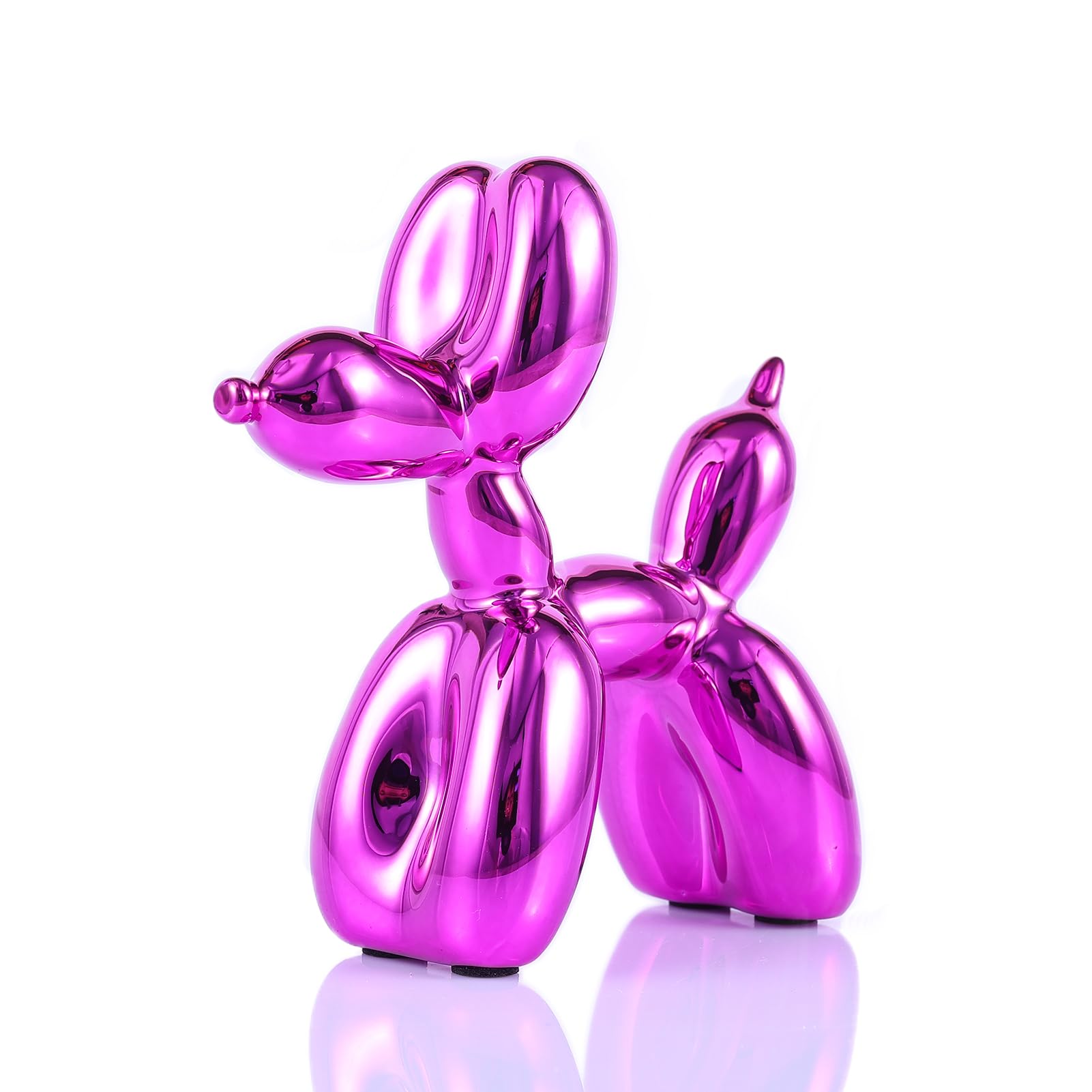 balloon dog sculpture modern home decor Collectible Figurines funky statues for bedroom trendy Animal living room decor Art resin decoration office standing deskdecor (11.8*11.8*4.7inch, pink)