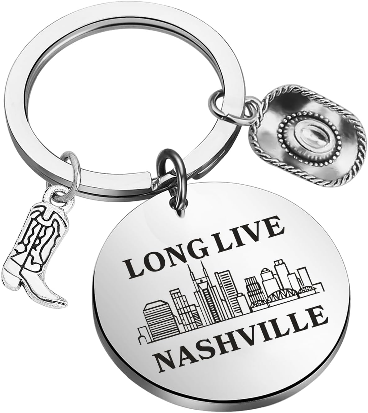 TGBJE Nashville Girls Trip Gift Long Live Nashville Keychain Music City Gift Western Country Cowgirl Jewelry Tennessee Gift