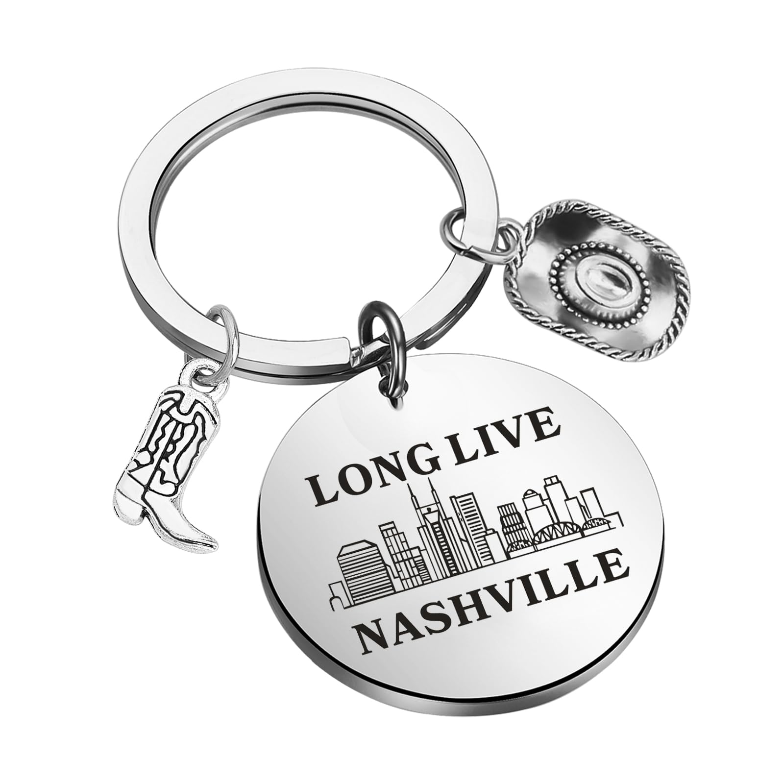 TGBJE Nashville Girls Trip Gift Long Live Nashville Keychain Music City Gift Western Country Cowgirl Jewelry Tennessee Gift