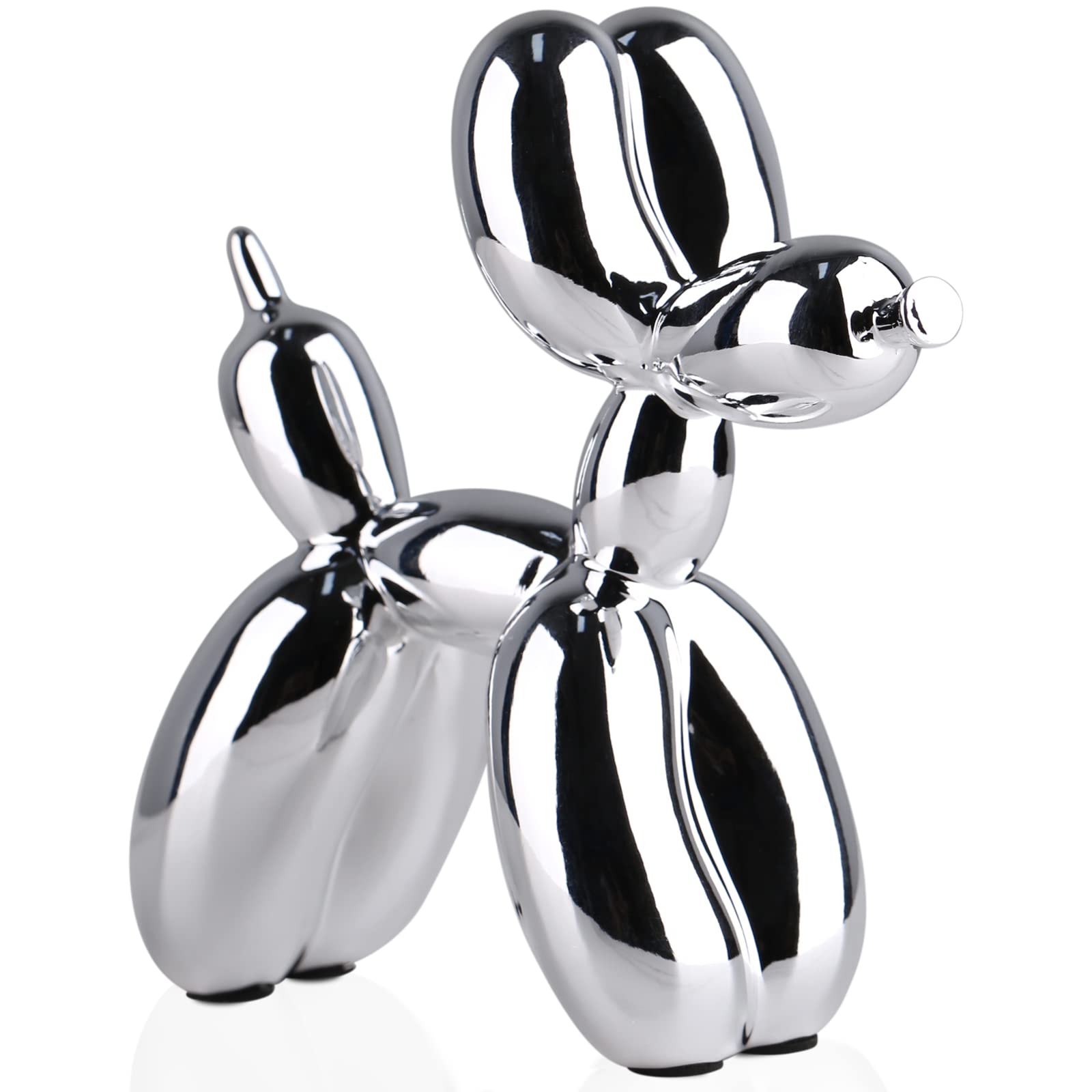 balloon dog sculpture modern home decor Collectible Figurines funky statues for bedroom trendy Animal living room decor Art resin decoration office standing deskdecor (11.8*11.8*4.7inch, pink)
