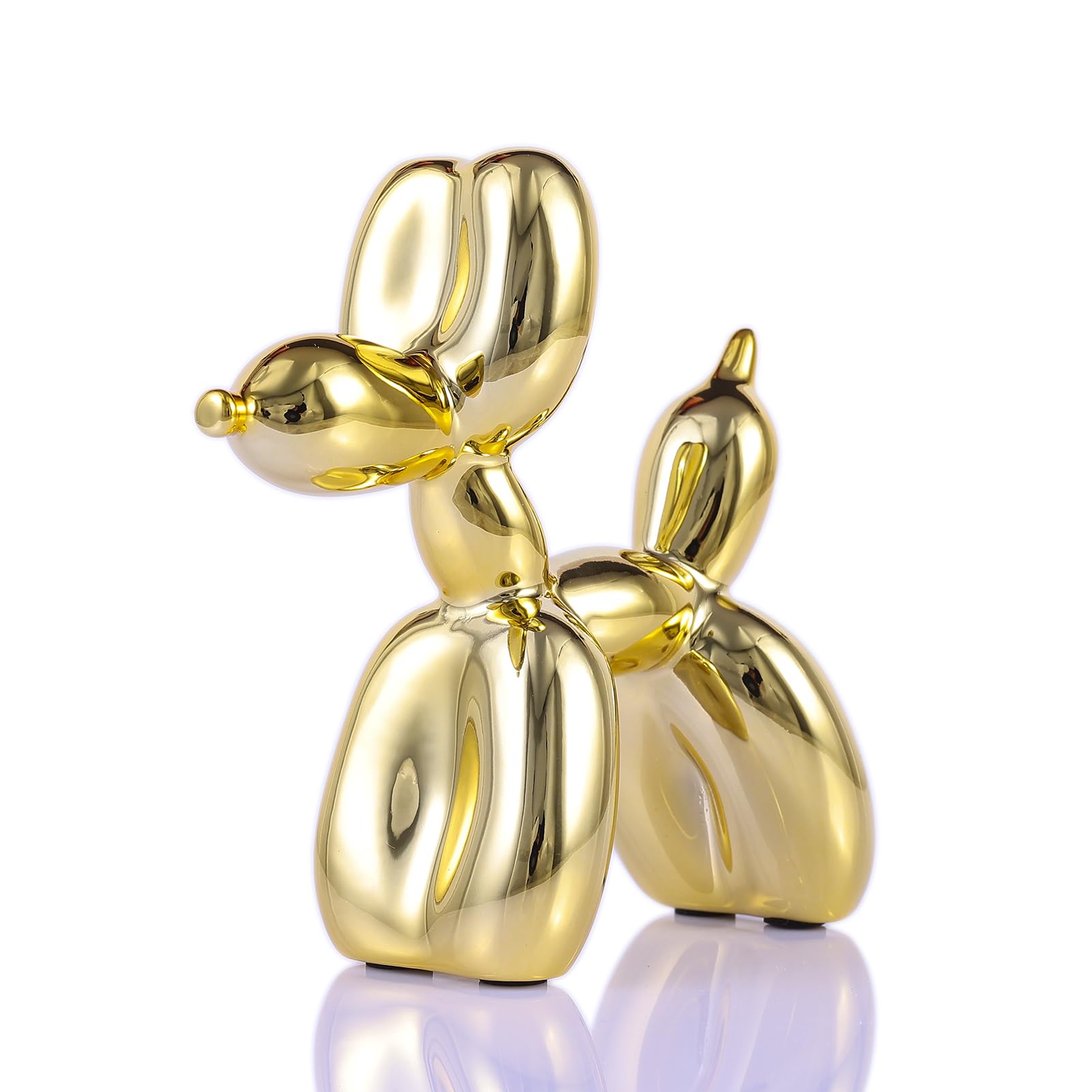 balloon dog sculpture modern home decor Collectible Figurines funky statues for bedroom trendy Animal living room decor Art resin decoration office standing deskdecor (11.8*11.8*4.7inch, pink)
