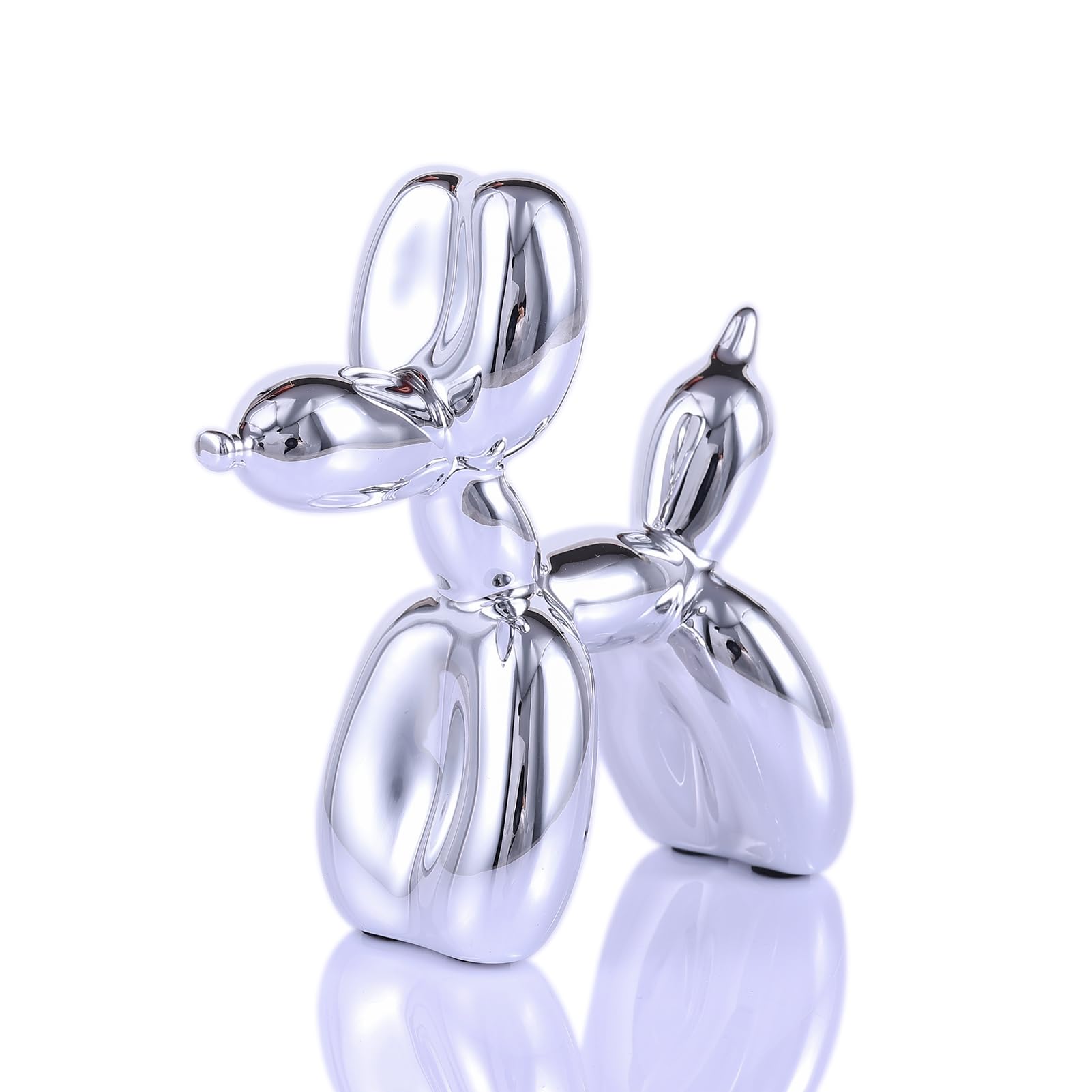 balloon dog sculpture modern home decor Collectible Figurines funky statues for bedroom trendy Animal living room decor Art resin decoration office standing deskdecor (11.8*11.8*4.7inch, pink)