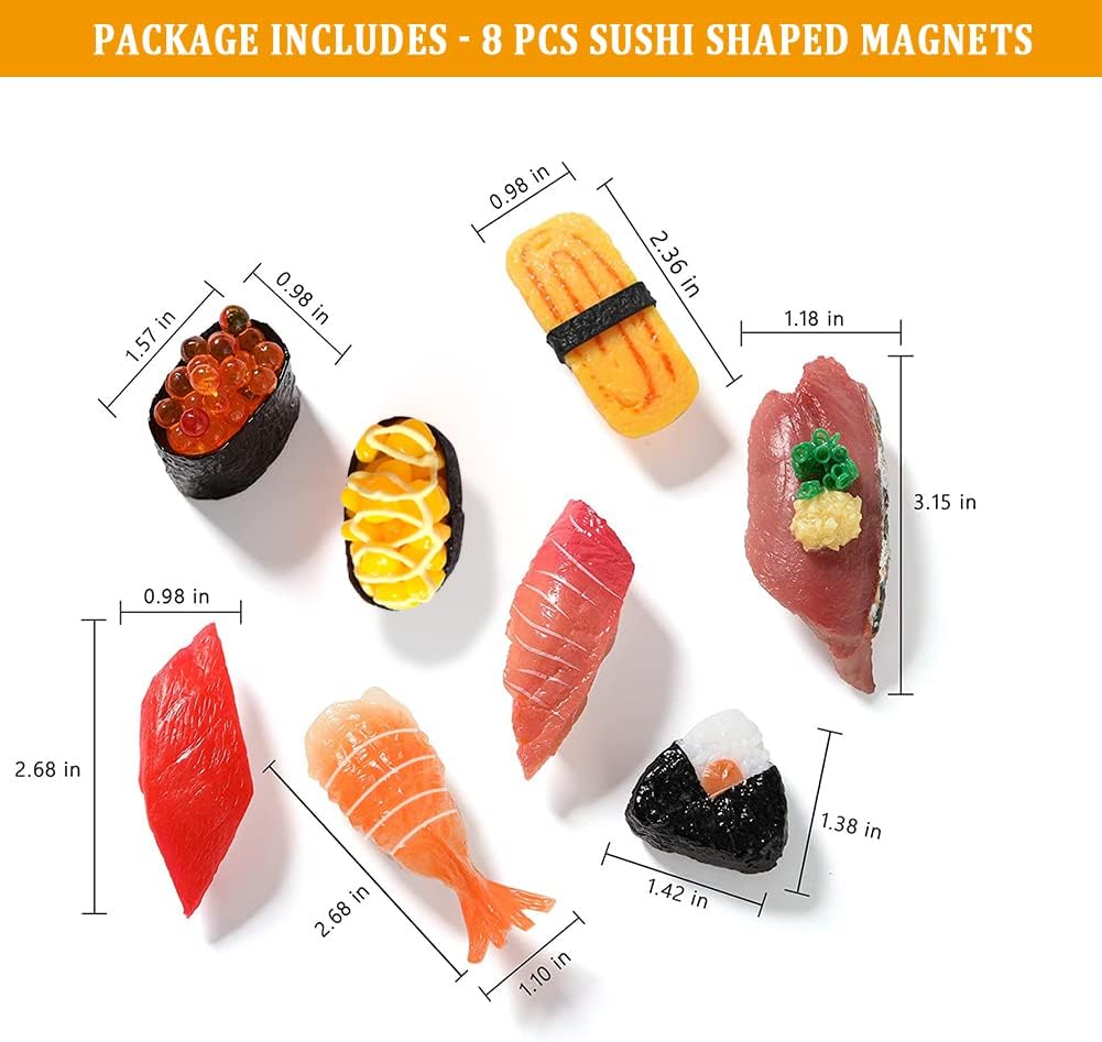 Simulation Sushi Refrigerator Magnets, Resin Handmade Craft Tourist Travel City Japan Souvenir Collection Letter Refrigerator Sticker
