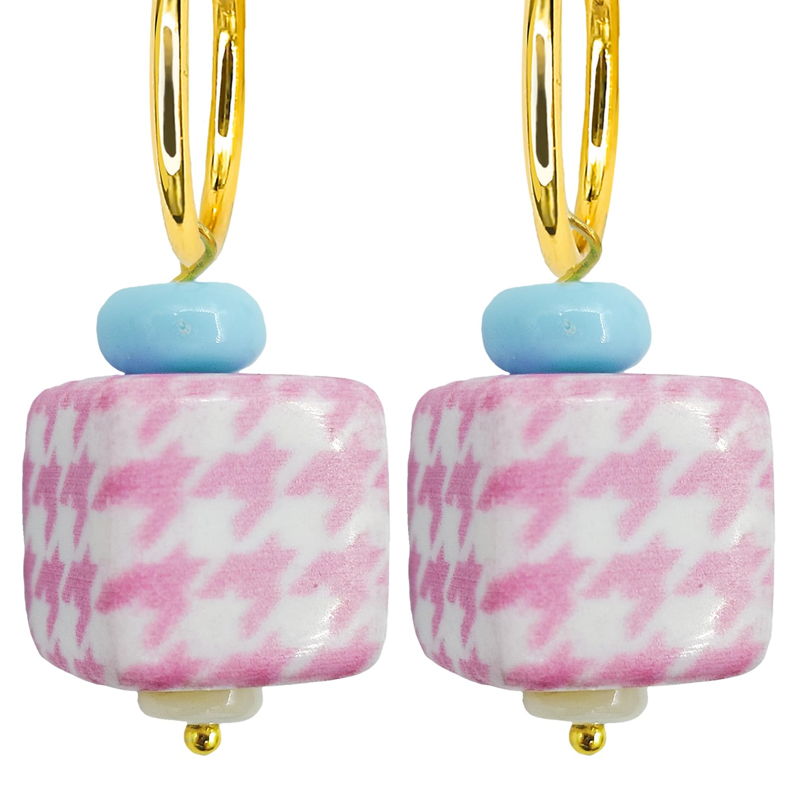 Red/White Square Grid Drop Handmade Earrings for Women, Funky Ethnic Earrings for Women, Dangling Kawaii Aesthetic Drop Dangle Earrings, Hypoallergenic Jewelry Birthday Gifts Party for Women