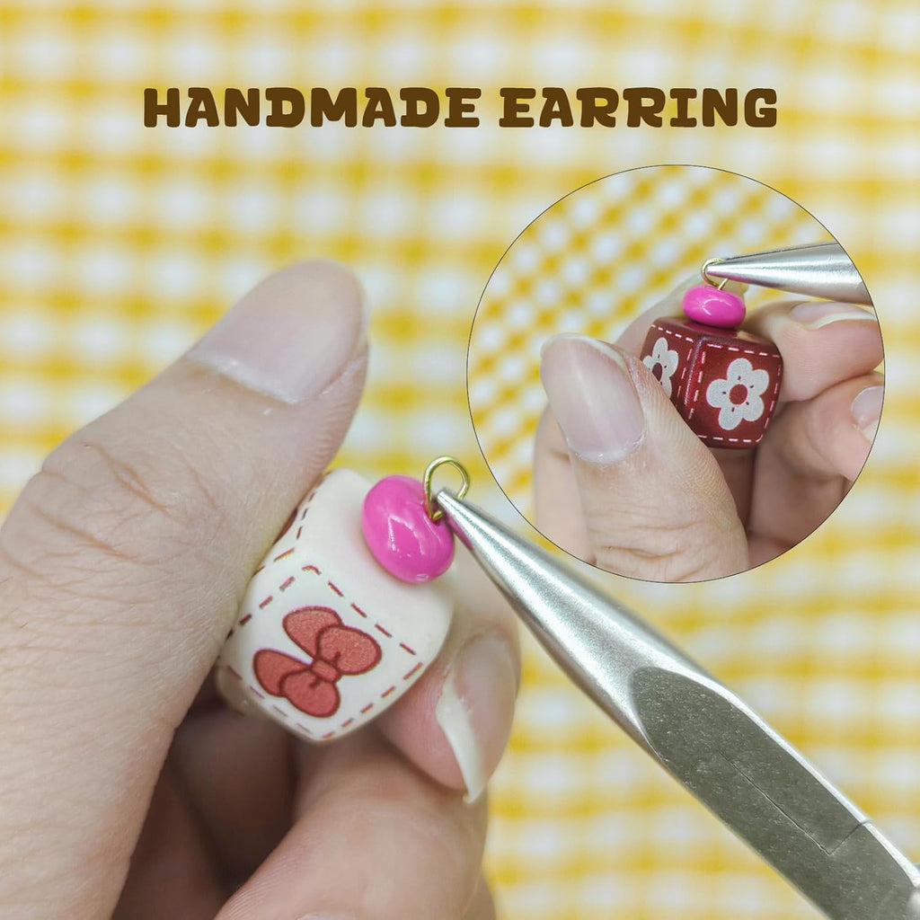 Red/White Square Grid Drop Handmade Earrings for Women, Funky Ethnic Earrings for Women, Dangling Kawaii Aesthetic Drop Dangle Earrings, Hypoallergenic Jewelry Birthday Gifts Party for Women