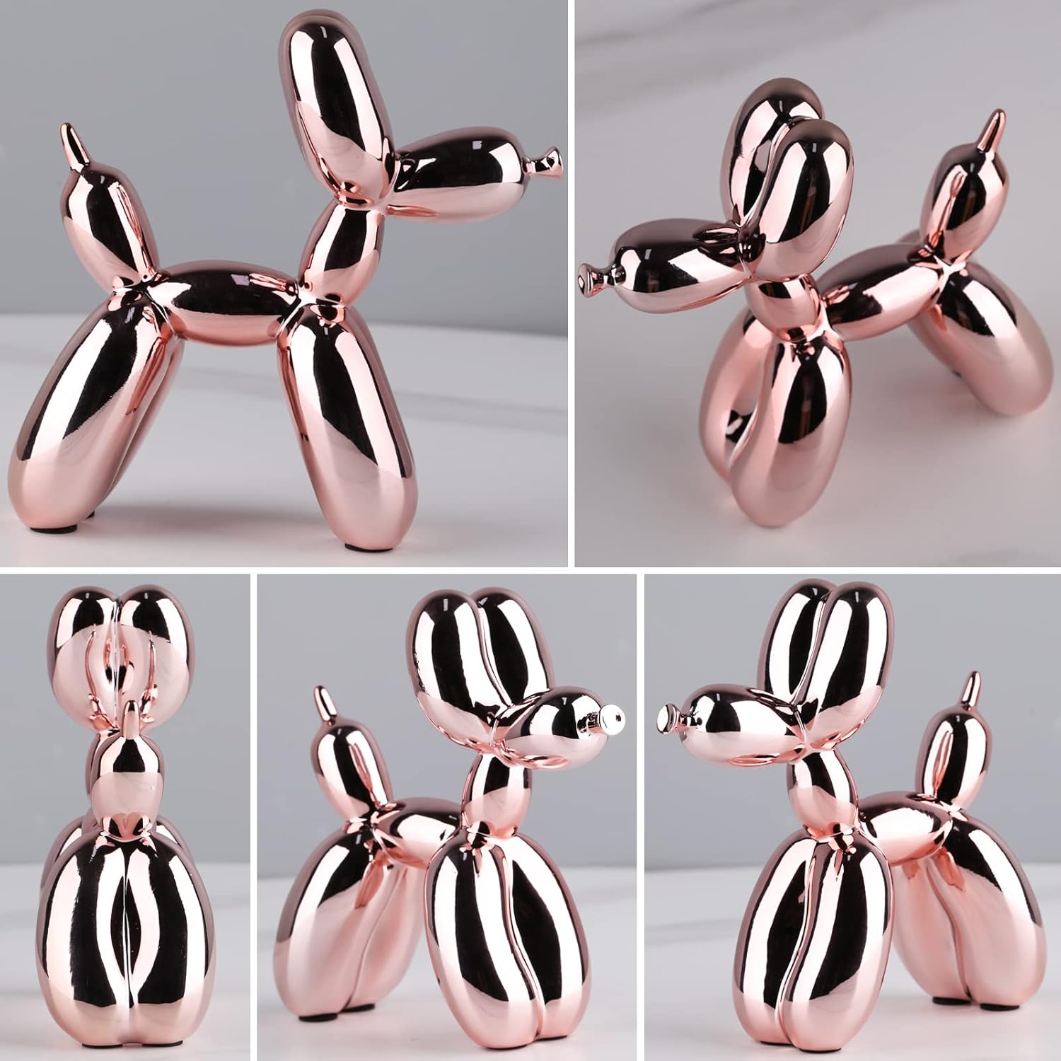 balloon dog sculpture modern home decor Collectible Figurines funky statues for bedroom trendy Animal living room decor Art resin decoration office standing deskdecor (11.8*11.8*4.7inch, pink)