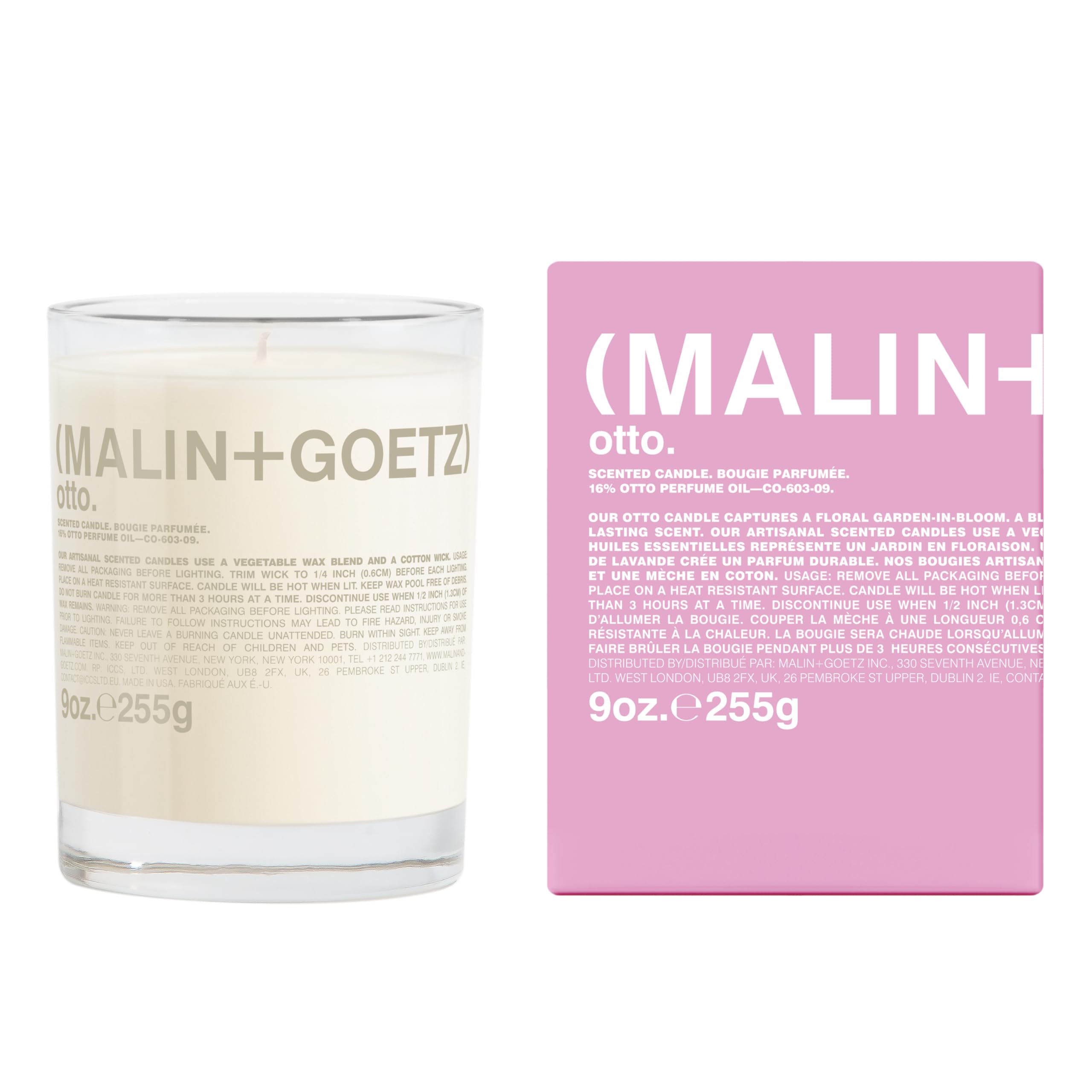 MALIN+GOETZ 9oz Scented Candle | Hand-Poured Soy Wax with Unique Fragrance Blends | Clean-Burning, Vegan & Cruelty-Free | Bergamot, Sage, Otto, Tomato, Strawberry, Cannabis, Dark Rum & Leather