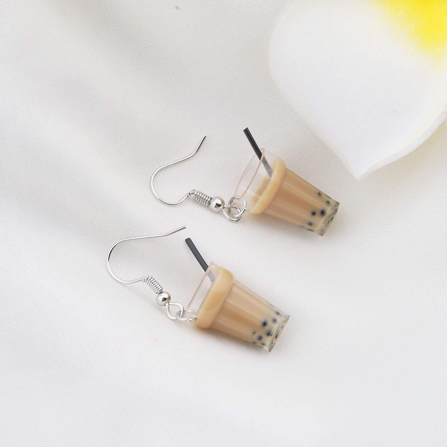 bobauna Boba Bubble Resin Pearl Milk Tea Dangle Earrings Funny Party Jewelry Gift For Women