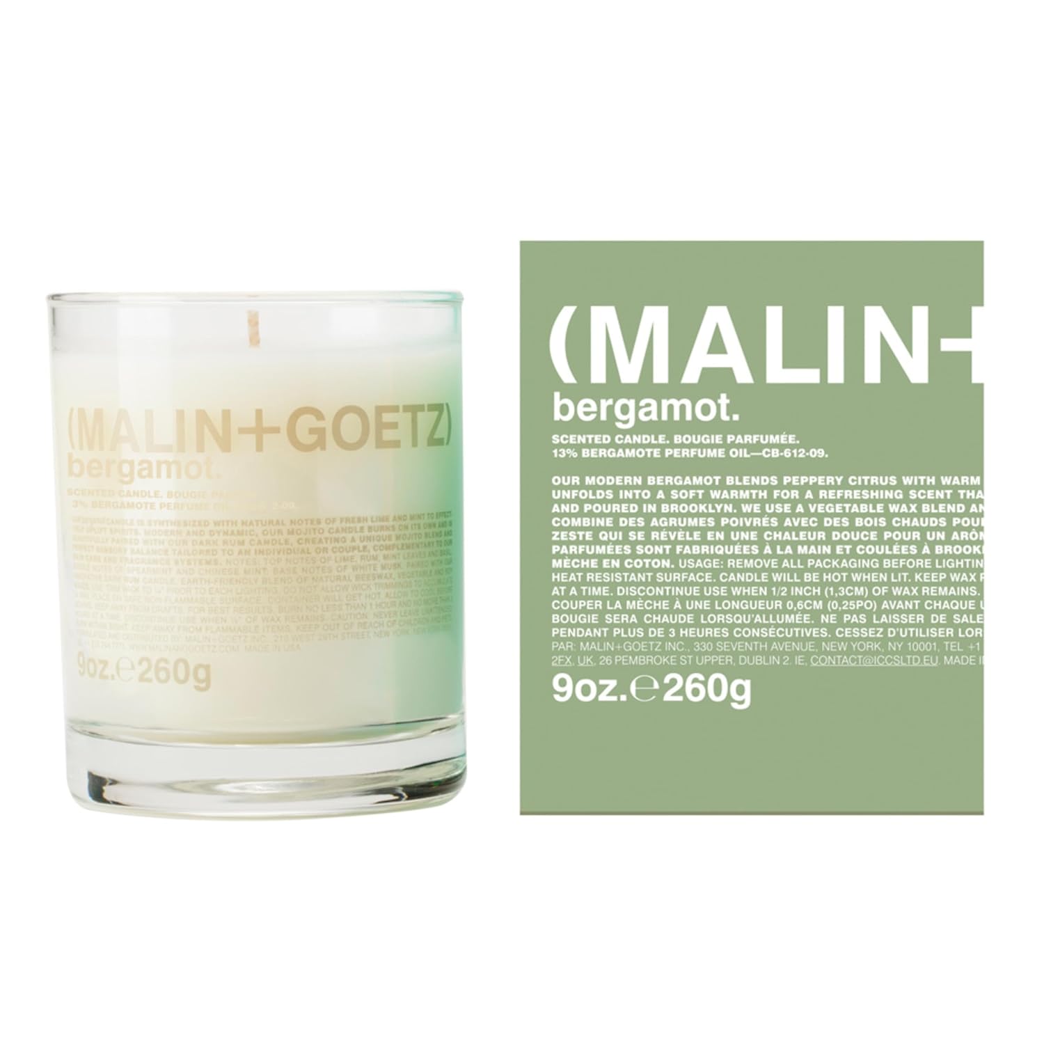 MALIN+GOETZ 9oz Scented Candle | Hand-Poured Soy Wax with Unique Fragrance Blends | Clean-Burning, Vegan & Cruelty-Free | Bergamot, Sage, Otto, Tomato, Strawberry, Cannabis, Dark Rum & Leather