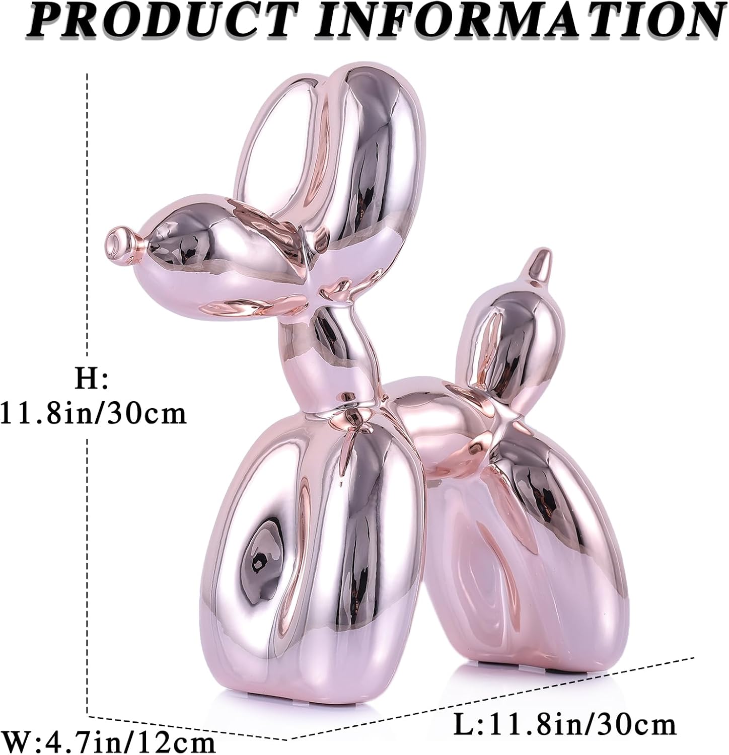 balloon dog sculpture modern home decor Collectible Figurines funky statues for bedroom trendy Animal living room decor Art resin decoration office standing deskdecor (11.8*11.8*4.7inch, pink)