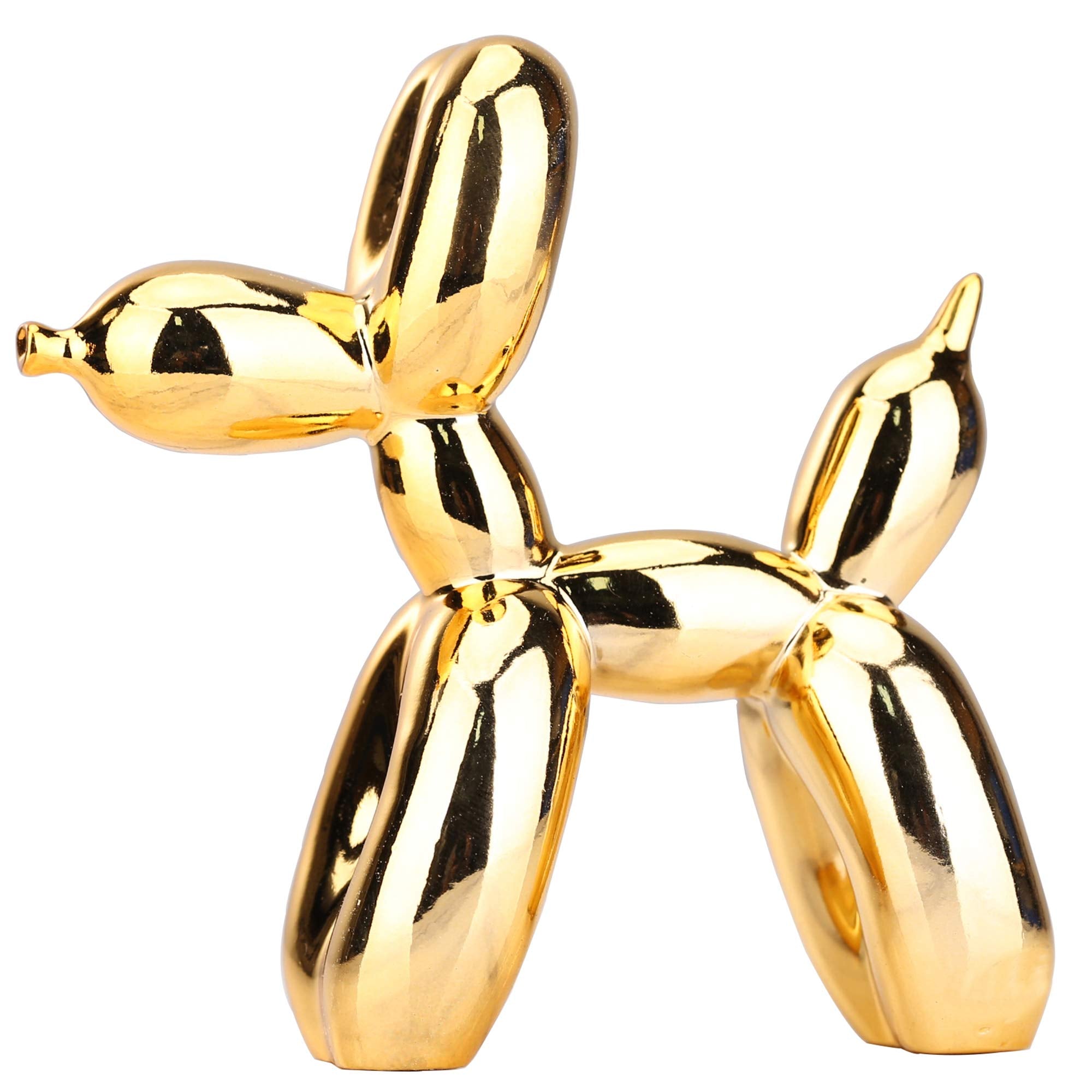 balloon dog sculpture modern home decor Collectible Figurines funky statues for bedroom trendy Animal living room decor Art resin decoration office standing deskdecor (11.8*11.8*4.7inch, pink)