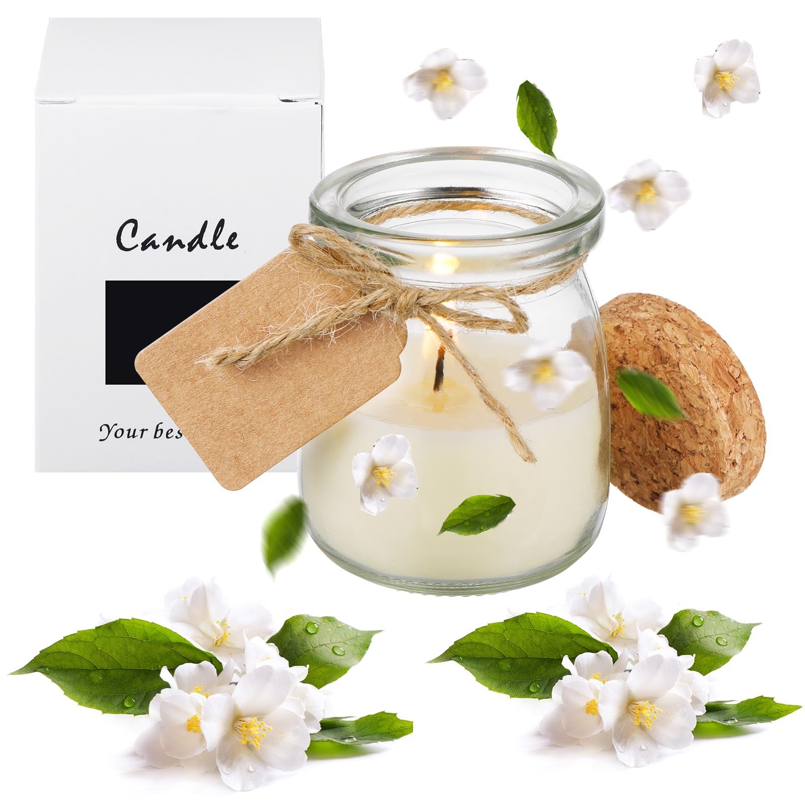 MTLEE 50 Pcs Fall Jar Candles Holiday Candle Gifts Natural Wax Jar with DIY Tag Cards Gift for Halloween Party Favor Home Supply Decor, Scents of Pumpkin