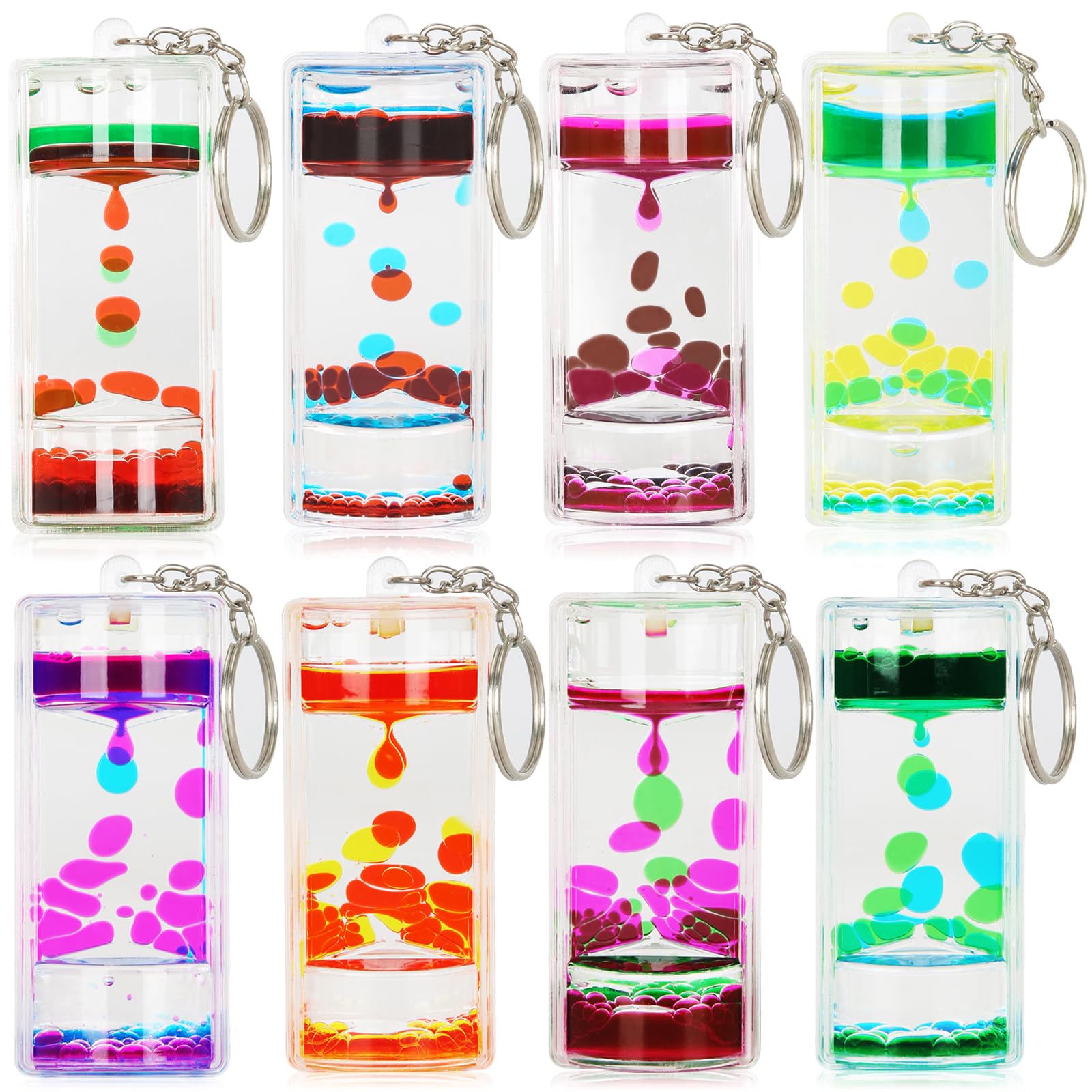 Dynamic Liquid Timers Key Chain Set, Colorful Motion Bubbler Timekeeper Key Chain, Liquid Hourglass Keychains