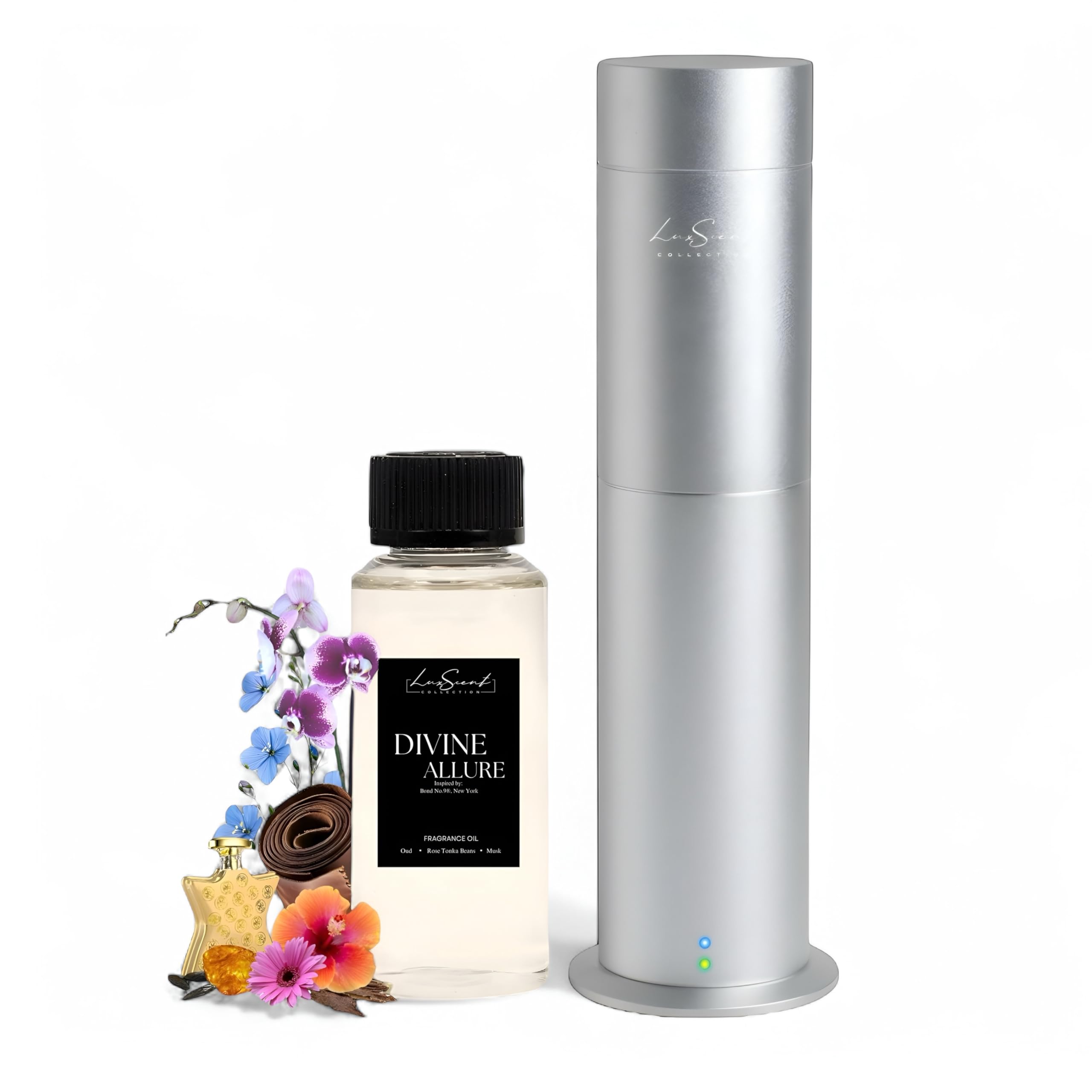 Aroma Scent Diffuser Starter Kit for Up to 1000SQ. FT. Coverage - 120ML Waterless Essential Oil Scent Included - Luxury Aroma Diffuser Ideal for Home, Office & Hotel (Black, Dream On)