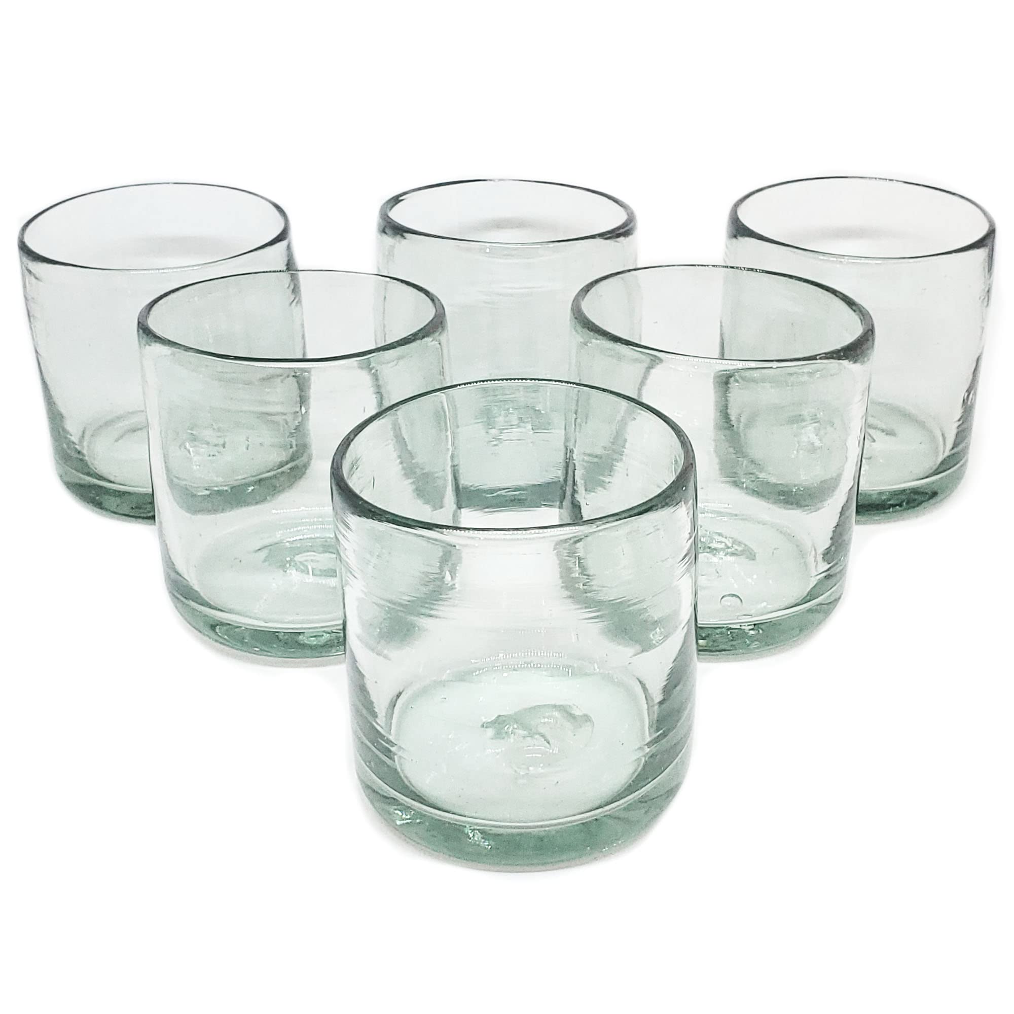 Clear 14 oz Drinking Glasses (set of 6), Hand Blown Mexican Glassware, Recycled Glass Drinking Glasses, Lead-Free, Cocktail Margarita Glasses, Wine Glasses, Shot Glasses, Whiskey Glasses (Drinking)