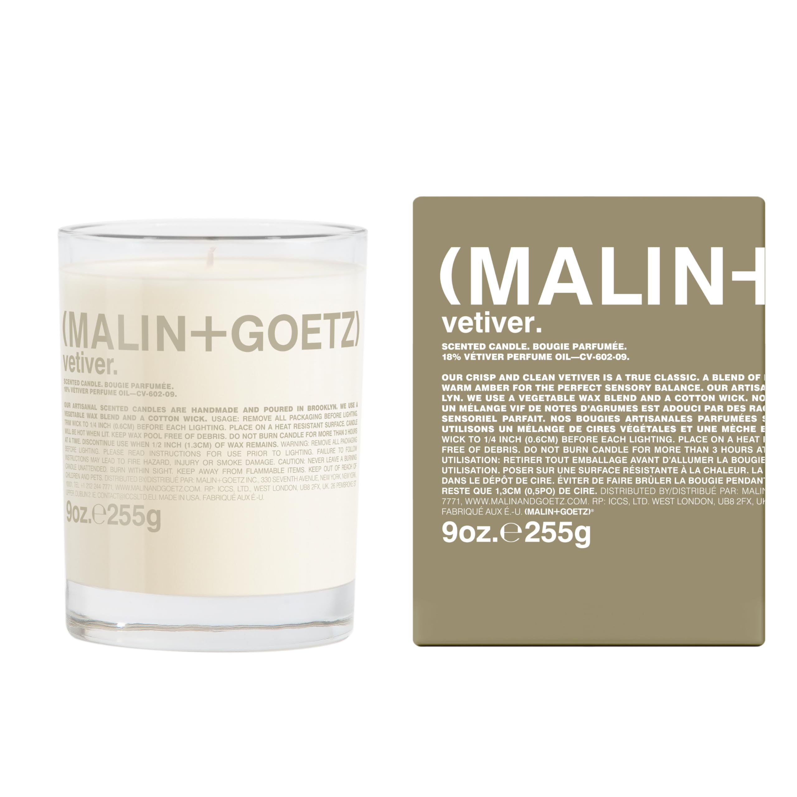 MALIN+GOETZ 9oz Scented Candle | Hand-Poured Soy Wax with Unique Fragrance Blends | Clean-Burning, Vegan & Cruelty-Free | Bergamot, Sage, Otto, Tomato, Strawberry, Cannabis, Dark Rum & Leather