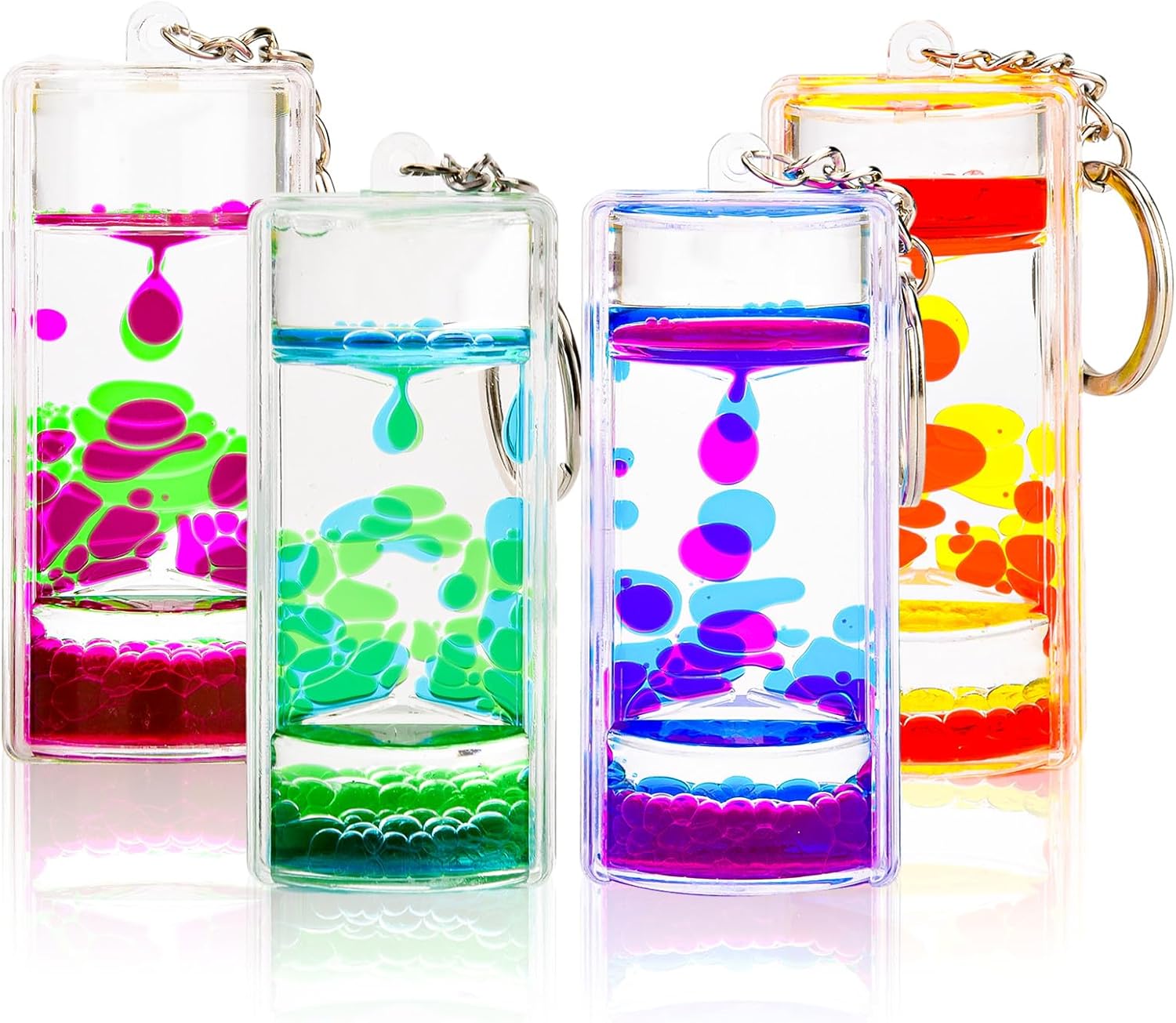 Dynamic Liquid Timers Key Chain Set, Colorful Motion Bubbler Timekeeper Key Chain, Liquid Hourglass Keychains