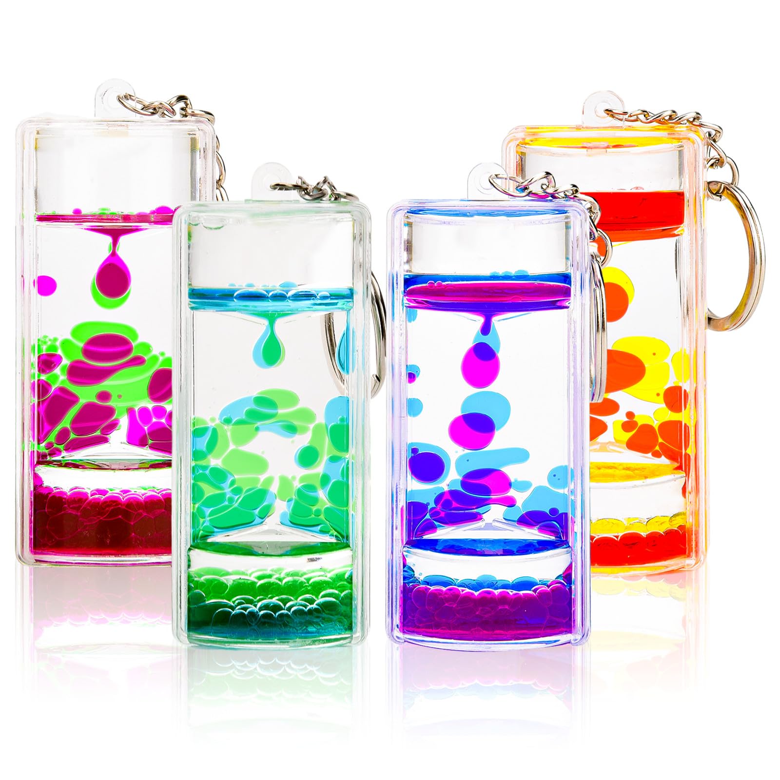 Dynamic Liquid Timers Key Chain Set, Colorful Motion Bubbler Timekeeper Key Chain, Liquid Hourglass Keychains