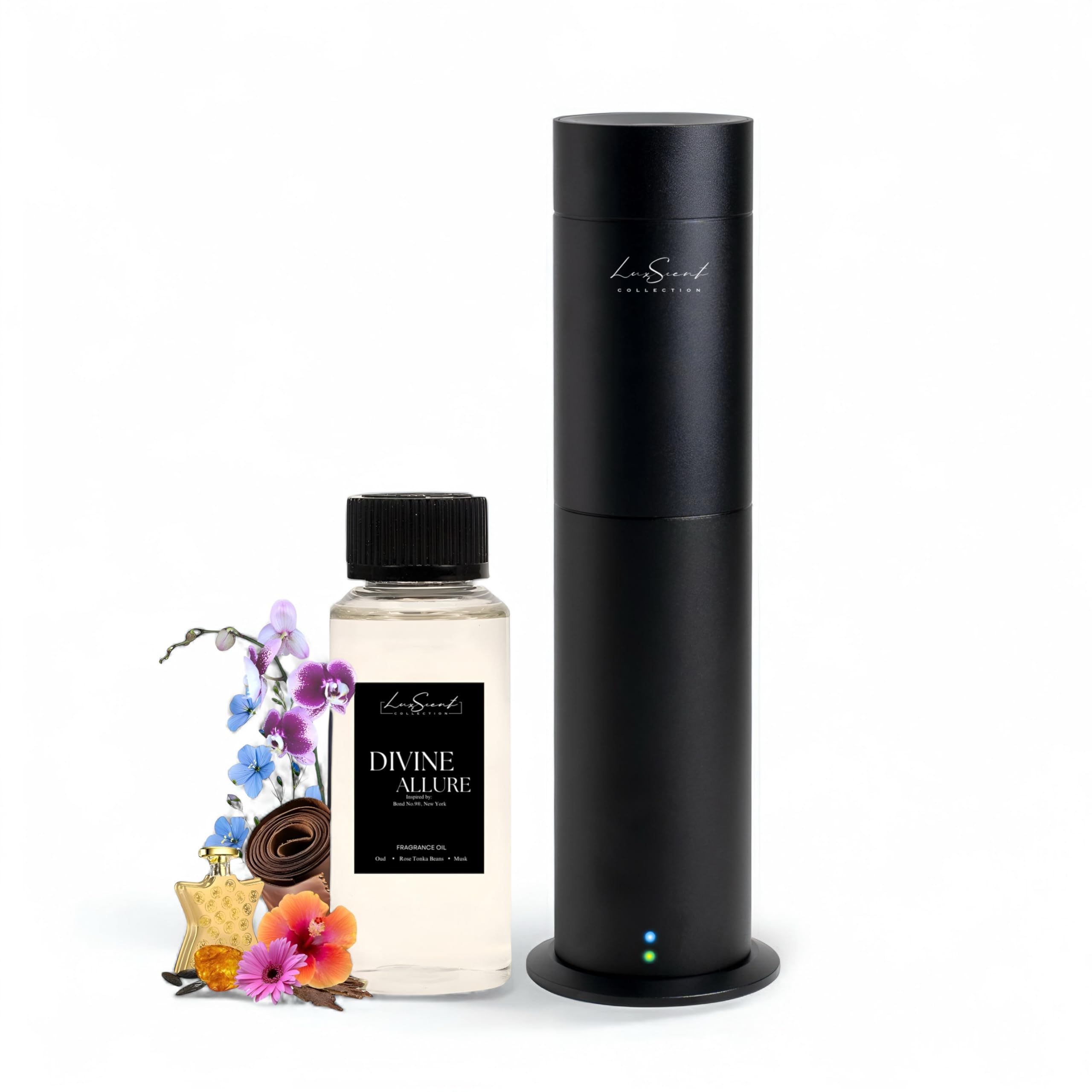 Aroma Scent Diffuser Starter Kit for Up to 1000SQ. FT. Coverage - 120ML Waterless Essential Oil Scent Included - Luxury Aroma Diffuser Ideal for Home, Office & Hotel (Black, Dream On)