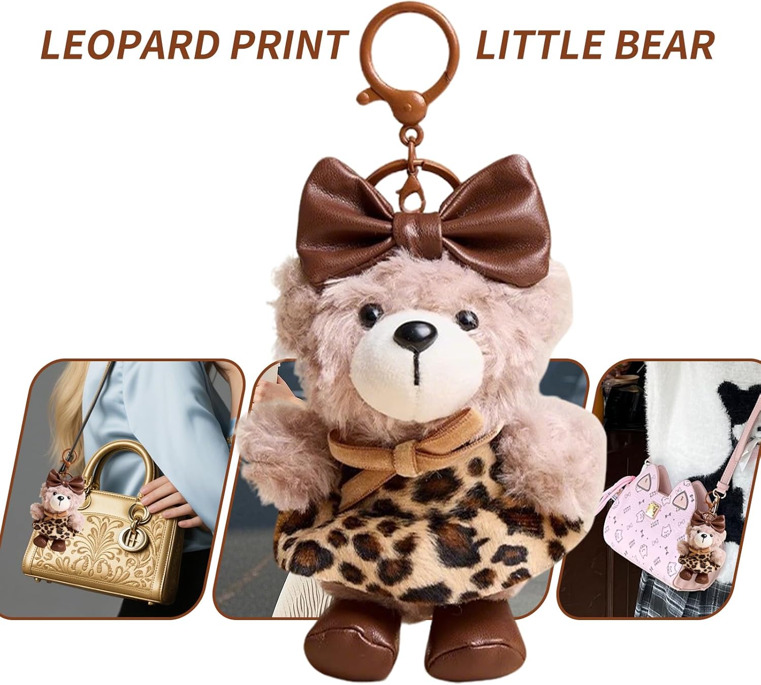 Cute Honey Bear Charms Keychain Kawaii,Purse Backpack Charms Accessories Key Chain for Women or Girls Bags