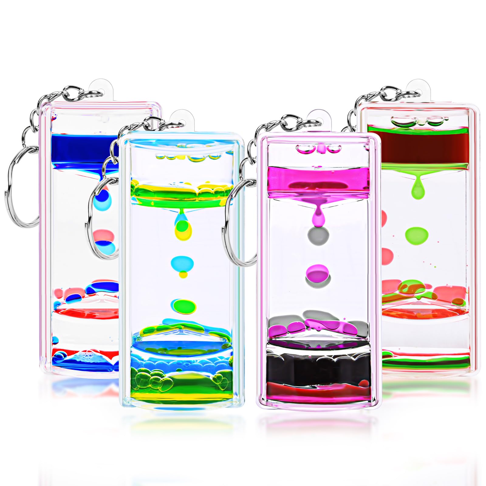 Dynamic Liquid Timers Key Chain Set, Colorful Motion Bubbler Timekeeper Key Chain, Liquid Hourglass Keychains