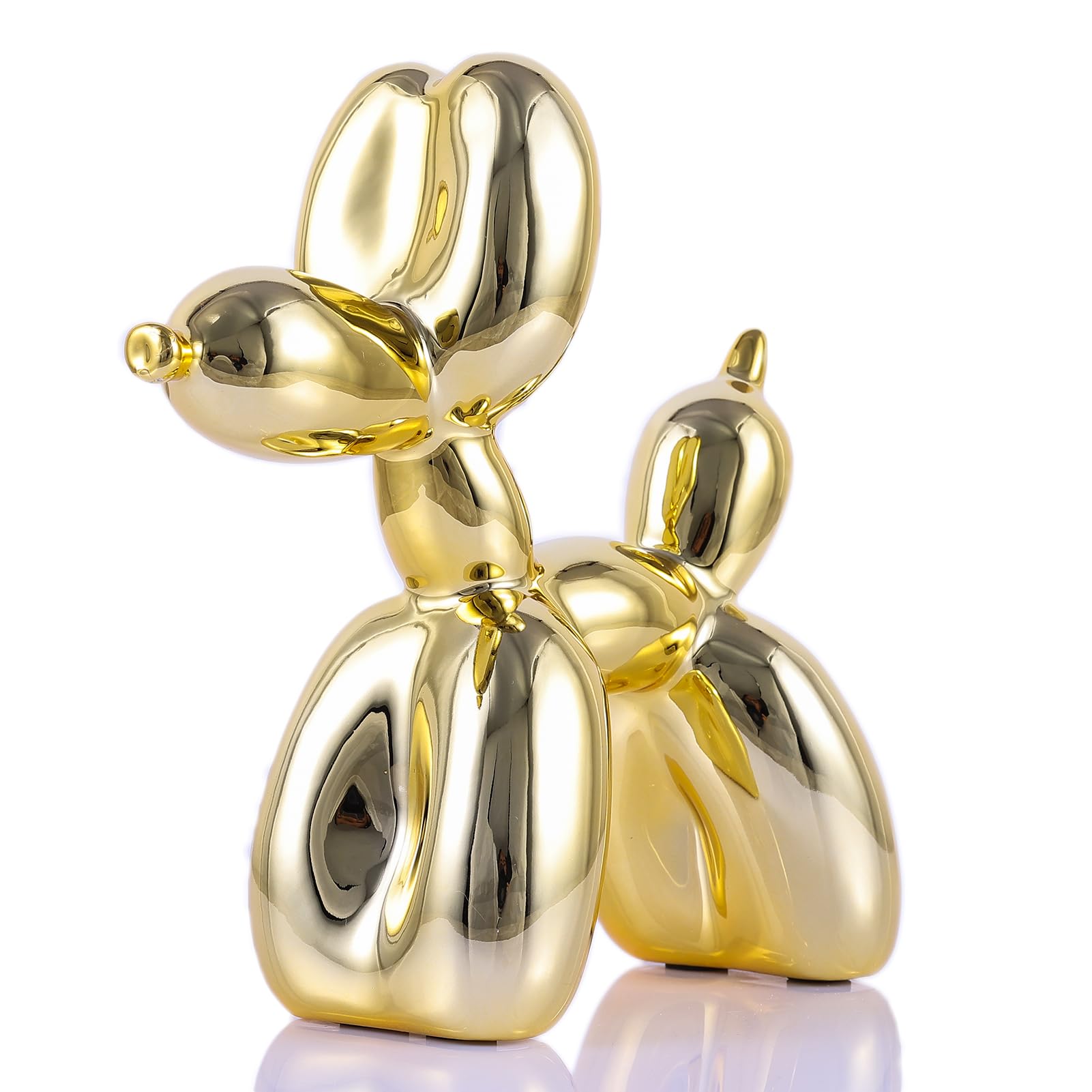 balloon dog sculpture modern home decor Collectible Figurines funky statues for bedroom trendy Animal living room decor Art resin decoration office standing deskdecor (11.8*11.8*4.7inch, pink)