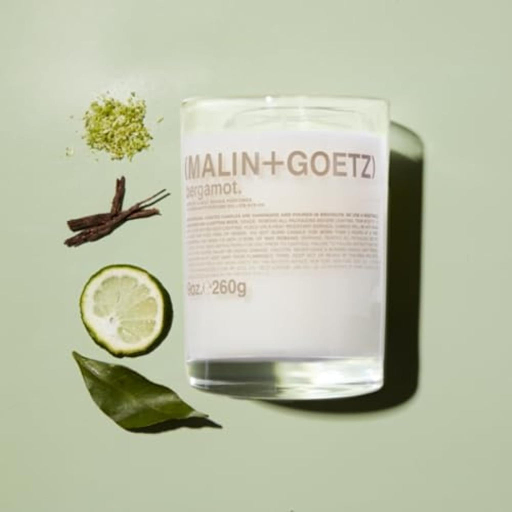 MALIN+GOETZ 9oz Scented Candle | Hand-Poured Soy Wax with Unique Fragrance Blends | Clean-Burning, Vegan & Cruelty-Free | Bergamot, Sage, Otto, Tomato, Strawberry, Cannabis, Dark Rum & Leather