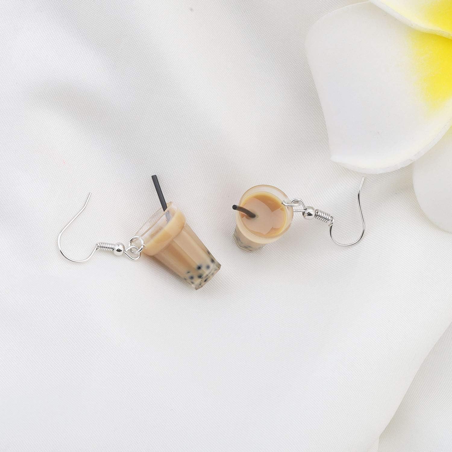 bobauna Boba Bubble Resin Pearl Milk Tea Dangle Earrings Funny Party Jewelry Gift For Women