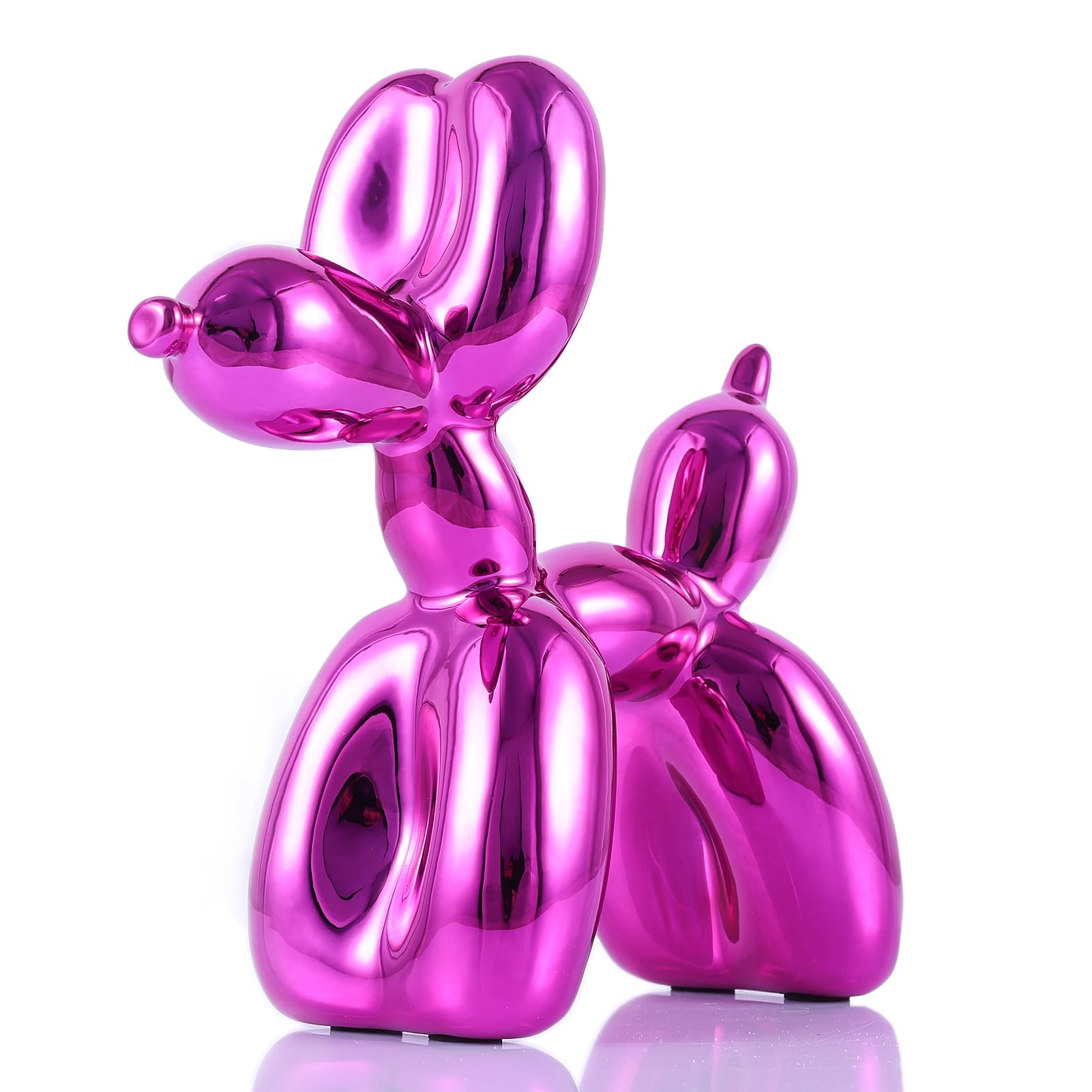 balloon dog sculpture modern home decor Collectible Figurines funky statues for bedroom trendy Animal living room decor Art resin decoration office standing deskdecor (11.8*11.8*4.7inch, pink)